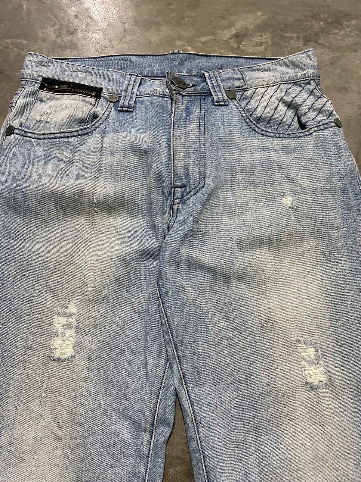 Jean Vintage Pratts Jeans Distressed Wash Blue @act232 Size US 31 - 12 Thumbnail