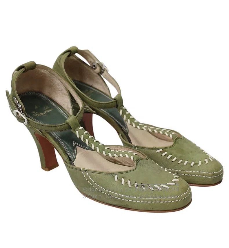 Vivienne Westwood Vivienne Westwood Acquired Soles Green Stitch Heels Size US 5.5 / IT 35.5 - 5 Thumbnail