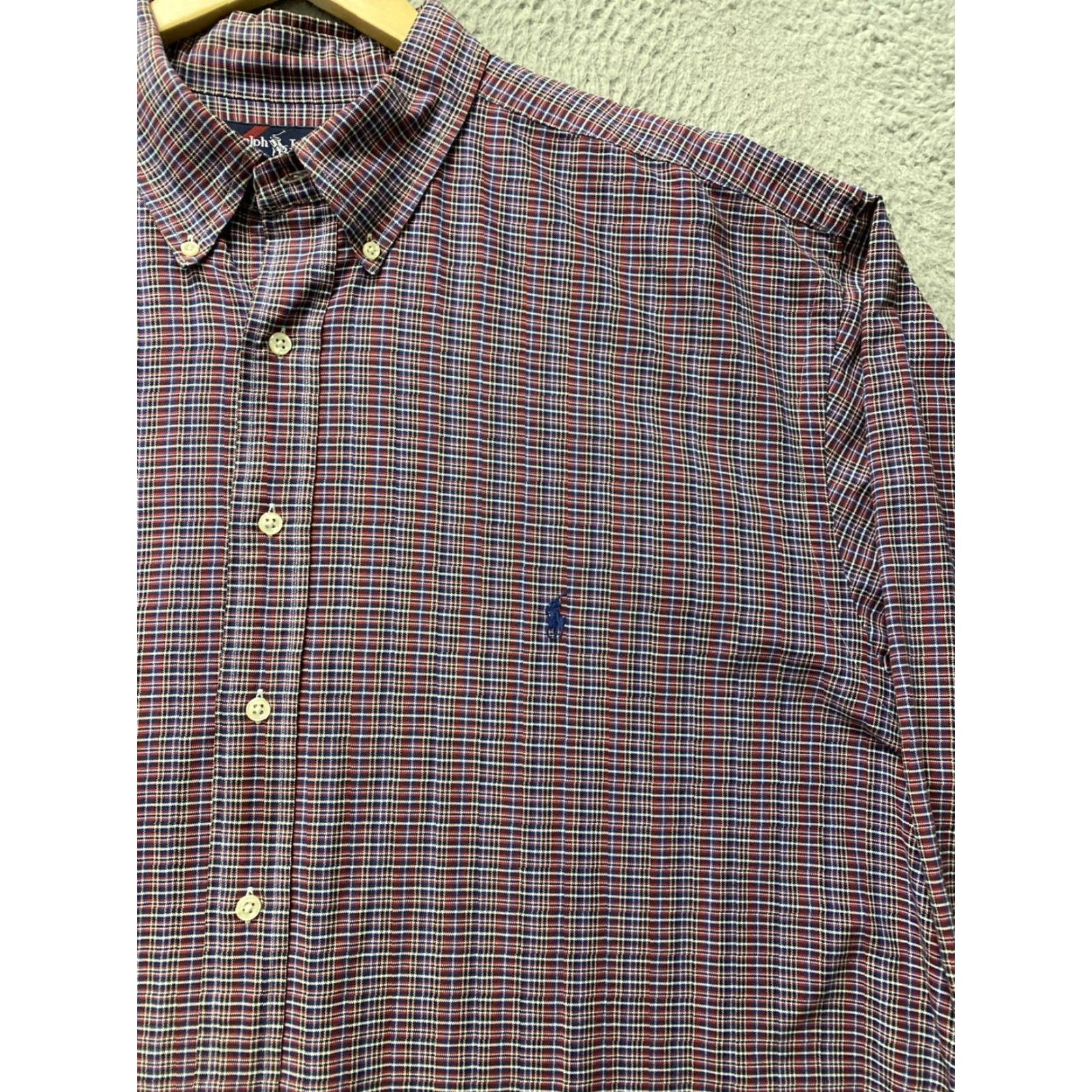 Ralph Lauren RALPH LAUREN Button-Down Shirt Mens 3XLT Red Long Sleeve Plaid Embroidered Pony Accent Classic Size US XXL / EU 58 / 5 - 2 Thumbnail