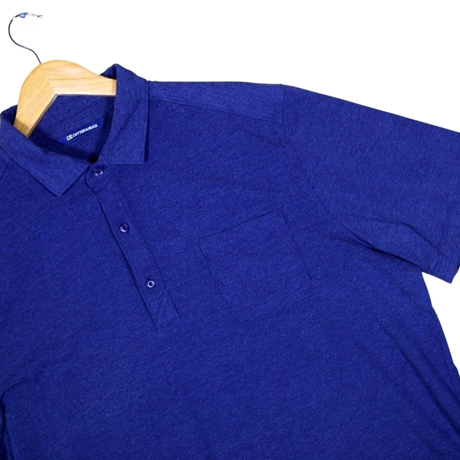 Cutter & Buck Cutter & Buck Polo Shirt Men's XL Royal Blue Heathered Short Sleeve with Pocket Size US XL / EU 56 / 4 - 2 Thumbnail
