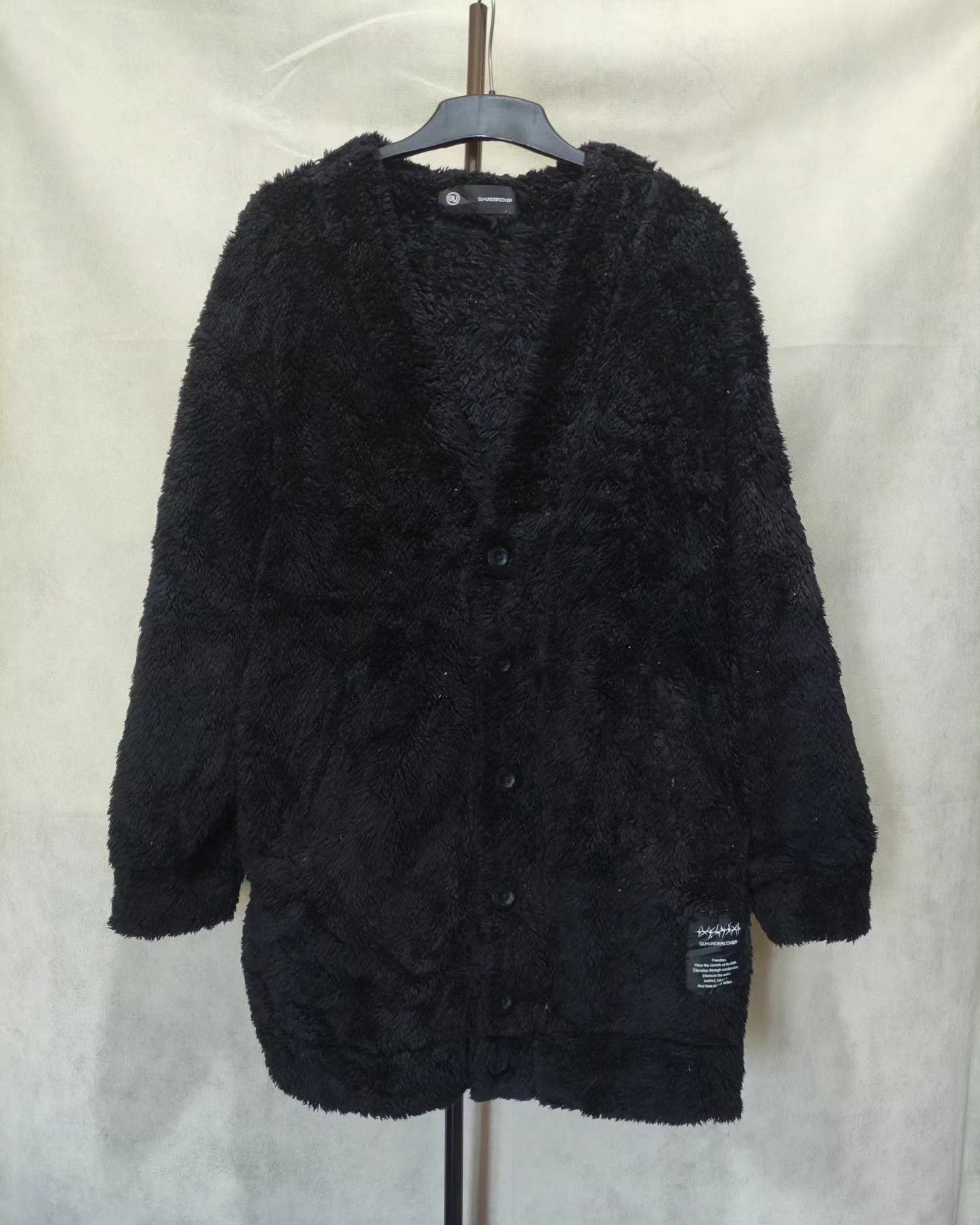 image of Gu X Undercover Fleece Cardigan Jacket in Black, Women's (Size Large)