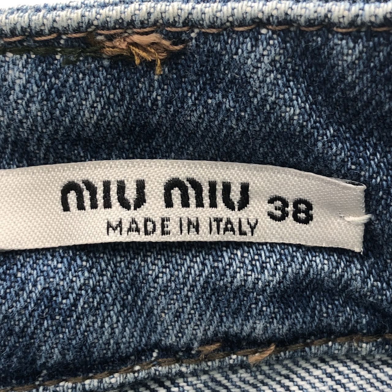 Miu Miu Miu Miu Rhinestone Denim Skirt Authentic K26WX Size 26" / US 2 / IT 38 - 5 Thumbnail