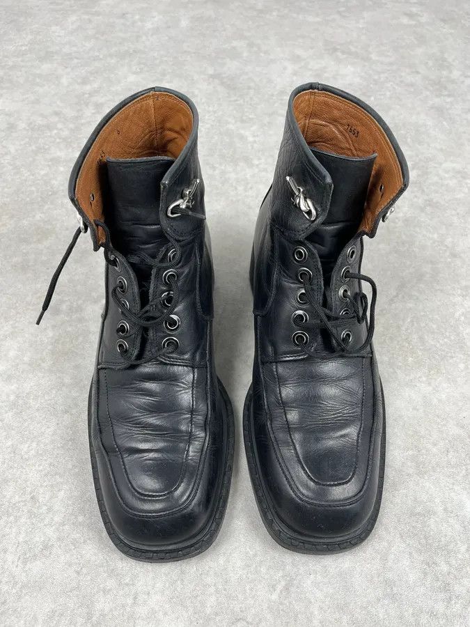 Vintage Cesare Paciotti Black Leather Dagger Lace-Up Boots Size US 9 / IT 39 - 2 Thumbnail