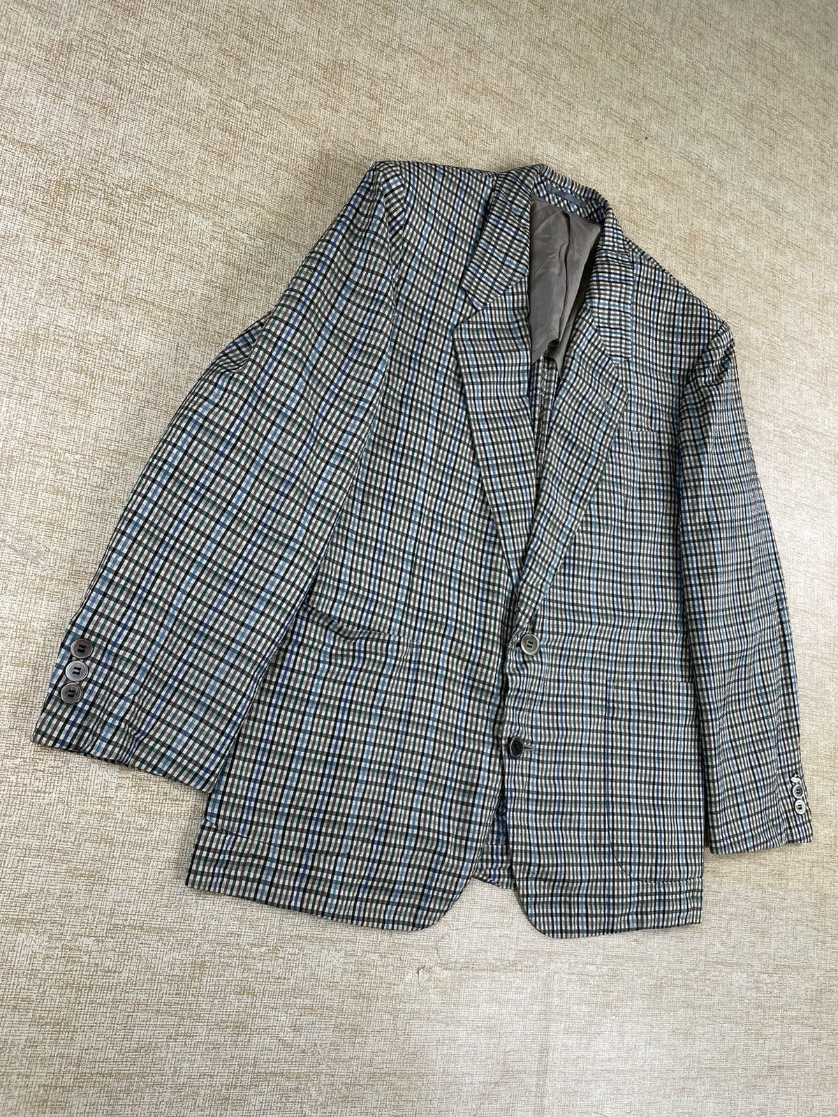 Lanvin × Vintage VINTAGE LANVIN PARIS Luxury Plaid Grey Blazer Jacket Size US M / EU 48-50 / 2 - 2 Thumbnail