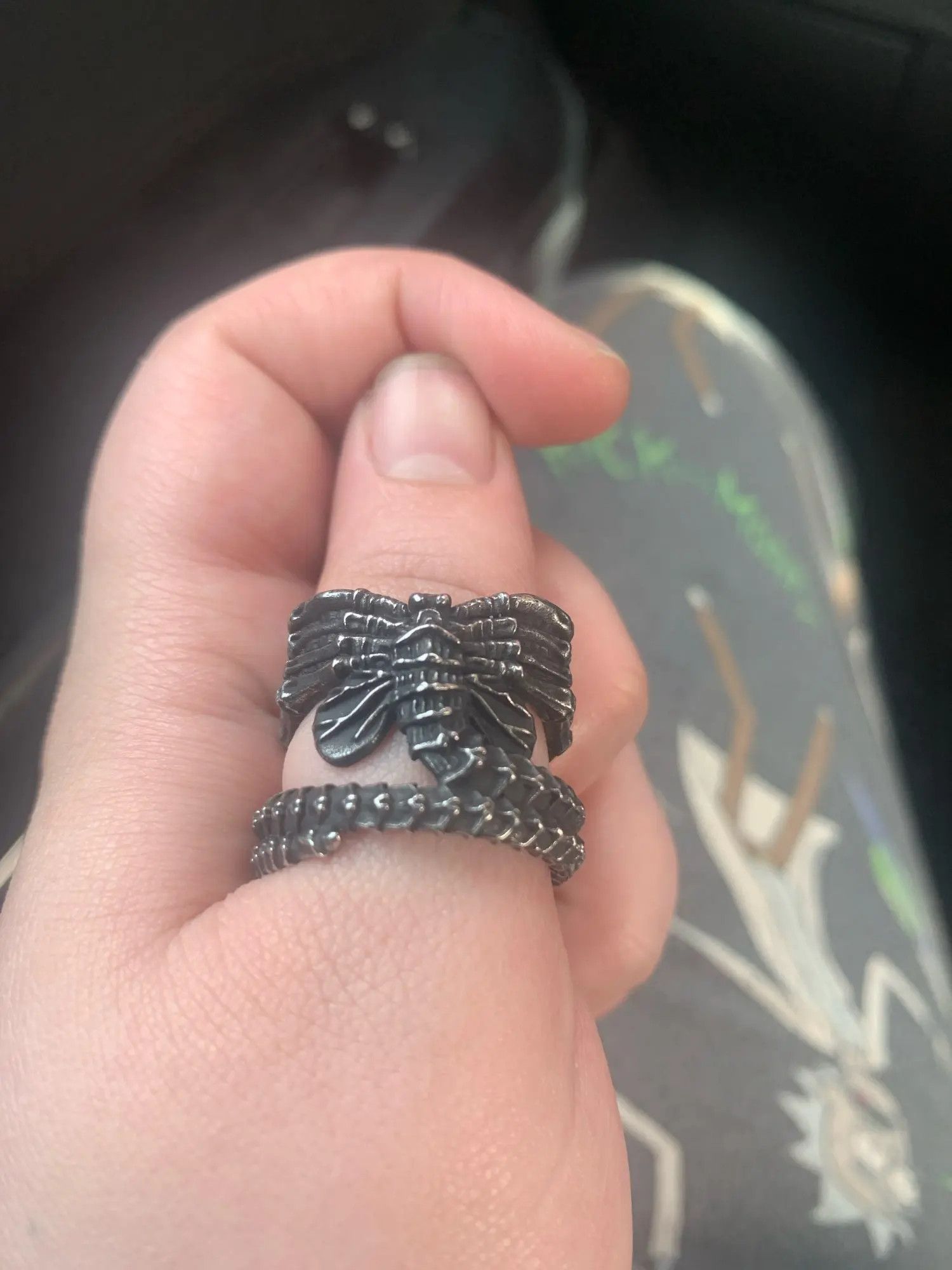 Vintage SIZE 10 316L Stainless Steel Alien Ring Size ONE SIZE - 7 Thumbnail