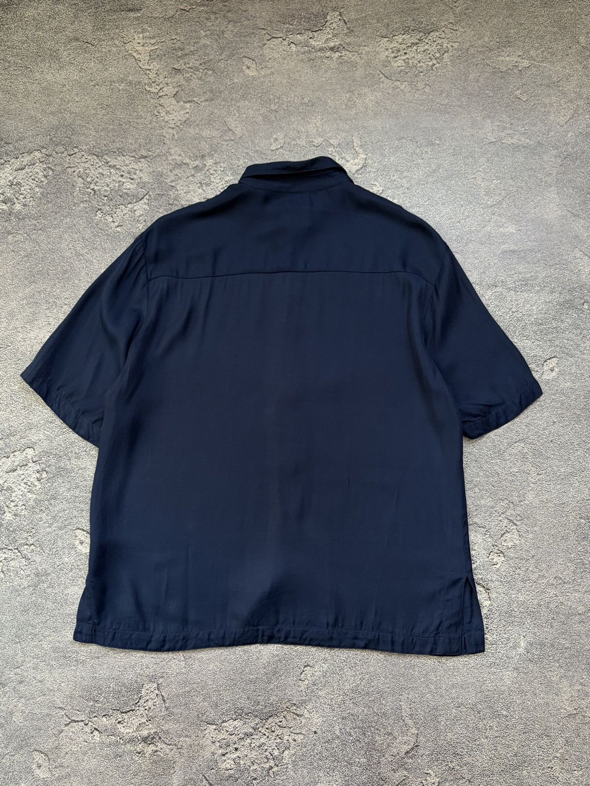 Sandro Sandro Paris Navy Blue Viscose Short Sleeve Shirt XL Size US M / EU 48-50 / 2 - 2 Thumbnail
