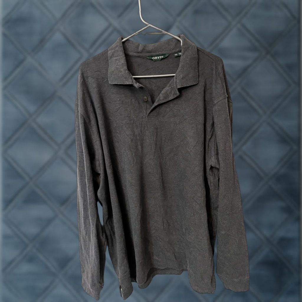 Orvis Orvis Polo Shirt Mens XL Cotton Blend Dark Gray Long Sleeve Signature Knit Logo Button Collar Classic Outdoor Y2K Fashion Vintage No Size US XL / EU 56 / 4 - 1 Thumbnail
