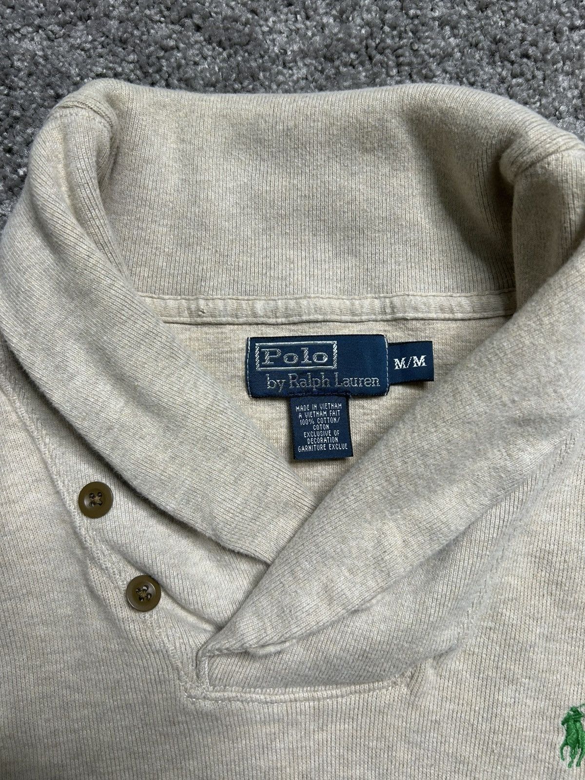 Polo Ralph Lauren Vintage 80s Polo Ralph Lauren Shawl Collar Sweater Distress Size US M / EU 48-50 / 2 - 7 Thumbnail