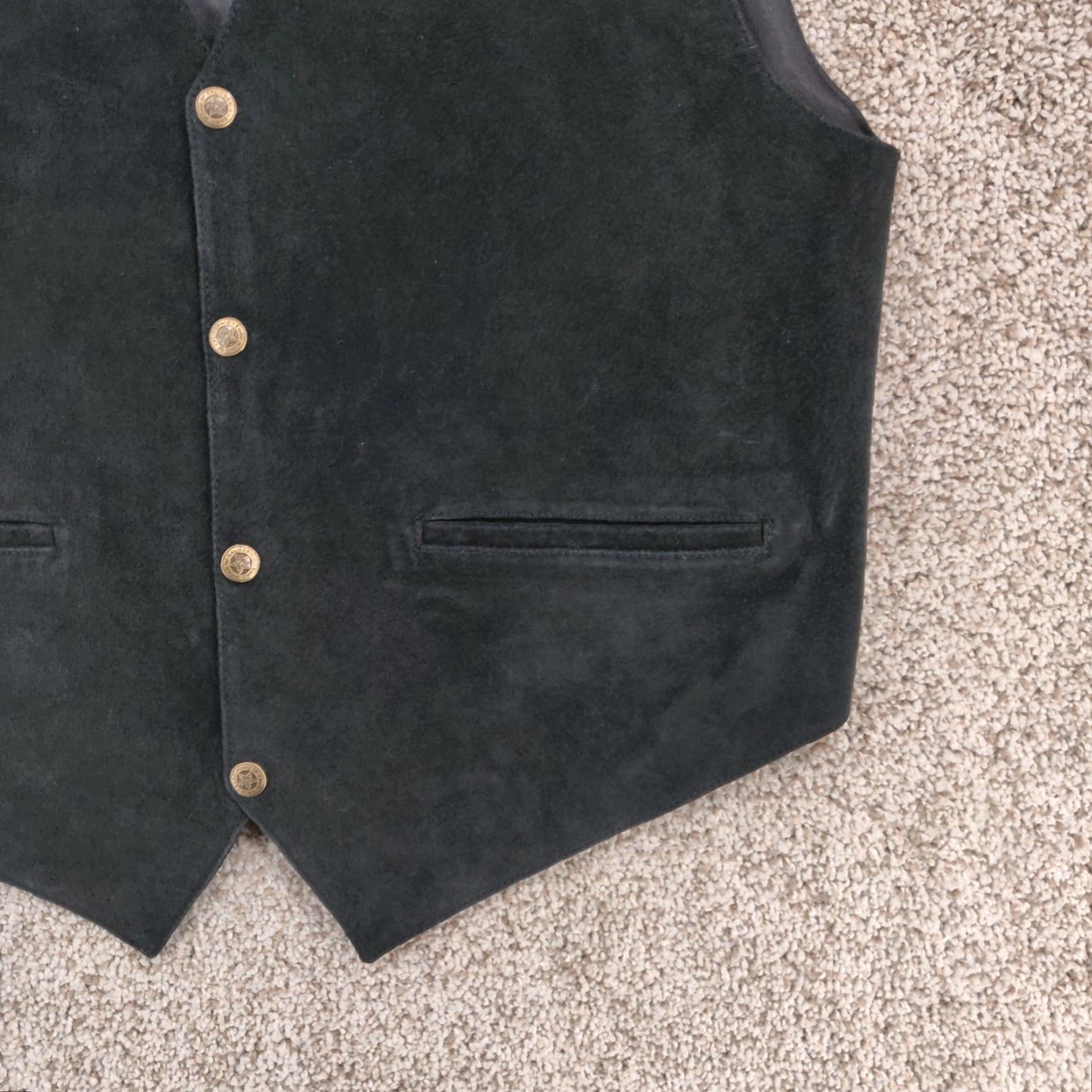 Scully Scully Vest Mens Large Black Genuine Leather Snap Up Western Cowboy Biker Size US L / EU 52-54 / 3 - 4 Thumbnail