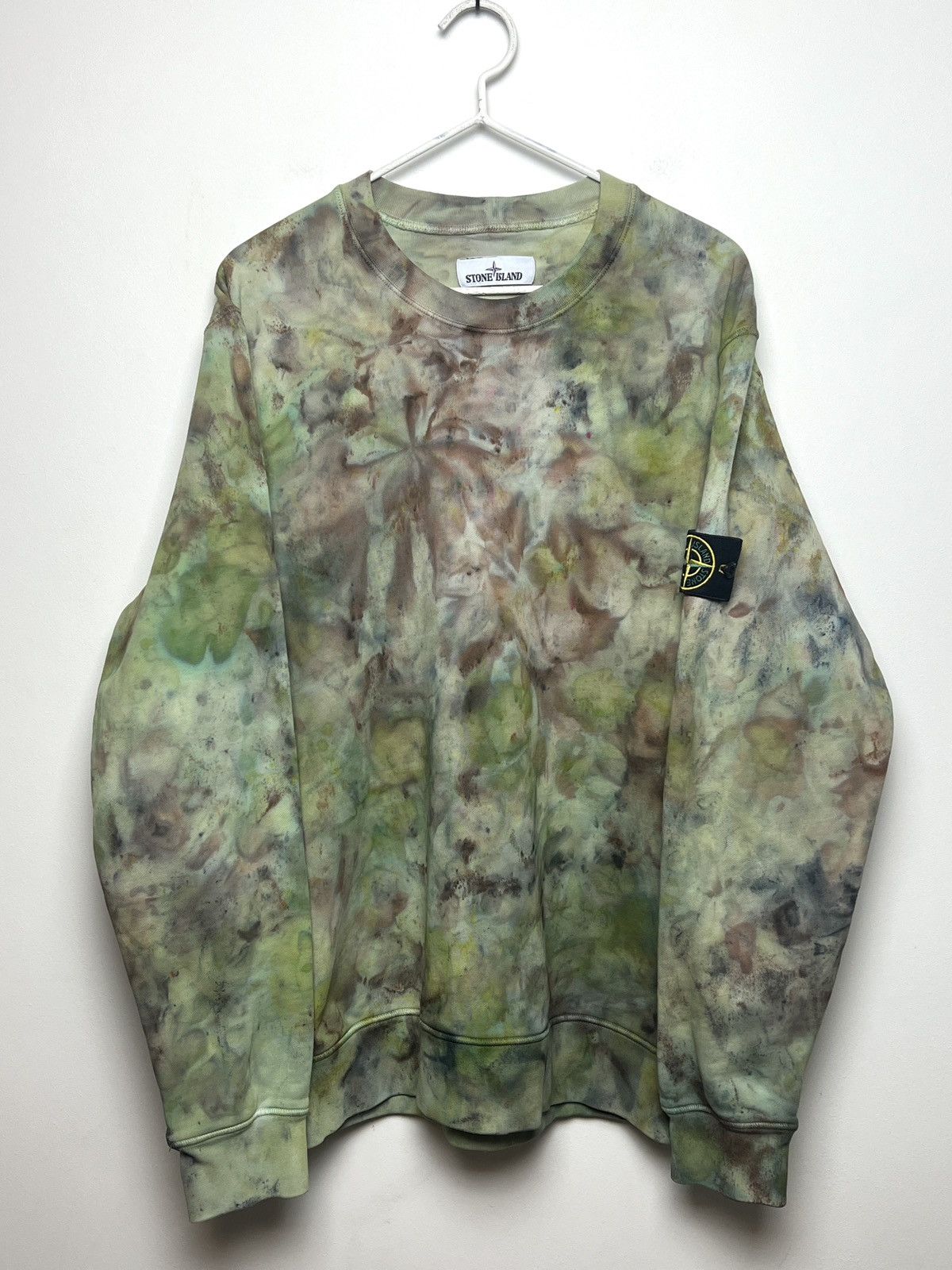 image of 1 Of 1 x Stone Island Tie Dye Sweatshirt Crewneck 1/1 Vintage L-Xl in Camo, Men's