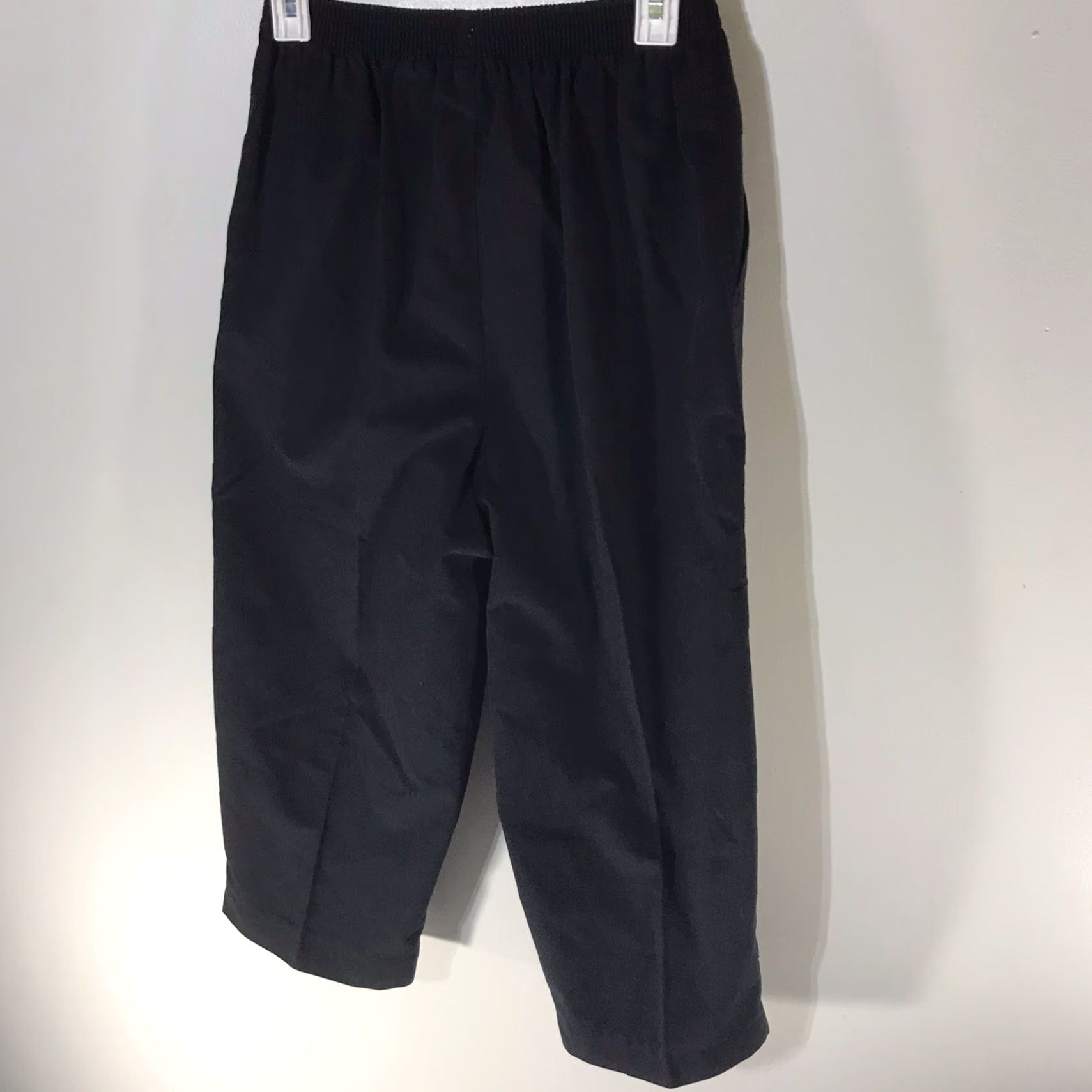 Vintage Allison Smith Black Pull On Pants Women's Size 8 Wide-Leg Stretch Comfort Travel Workwear Size 30" / US 8 / IT 44 - 3 Thumbnail