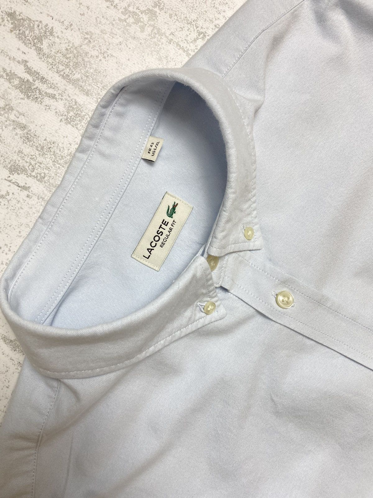 Lacoste Lacoste Regular Fit Short Sleeve Oxford Shirt in Pale Blue Size US XL / EU 56 / 4 - 4 Thumbnail