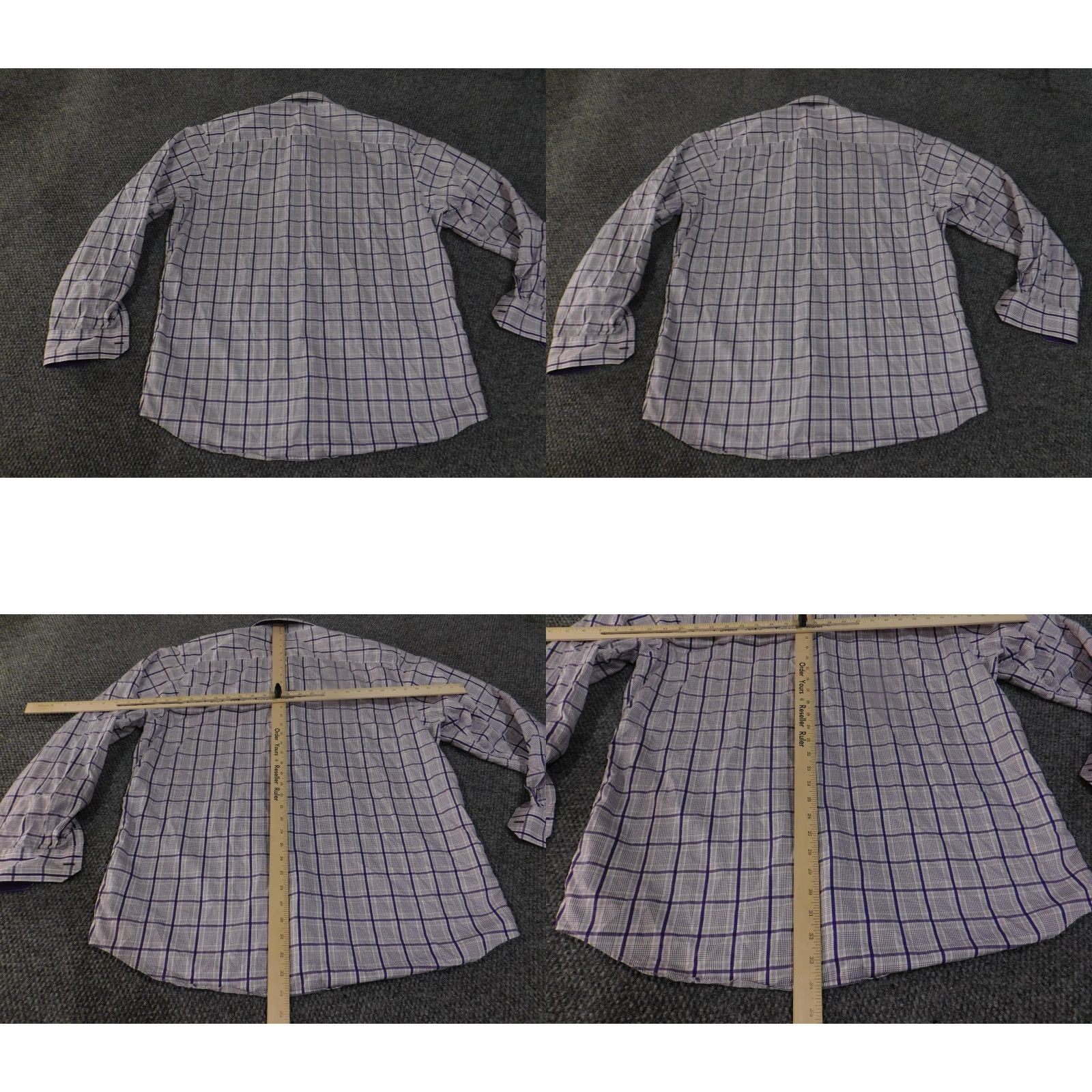 BUGATCHI Bugatchi Shirt Mens 2XL Purple White Plaid Classic Fit Long Sleeve Button Up Dress Shirt Size 48R - 9 Thumbnail