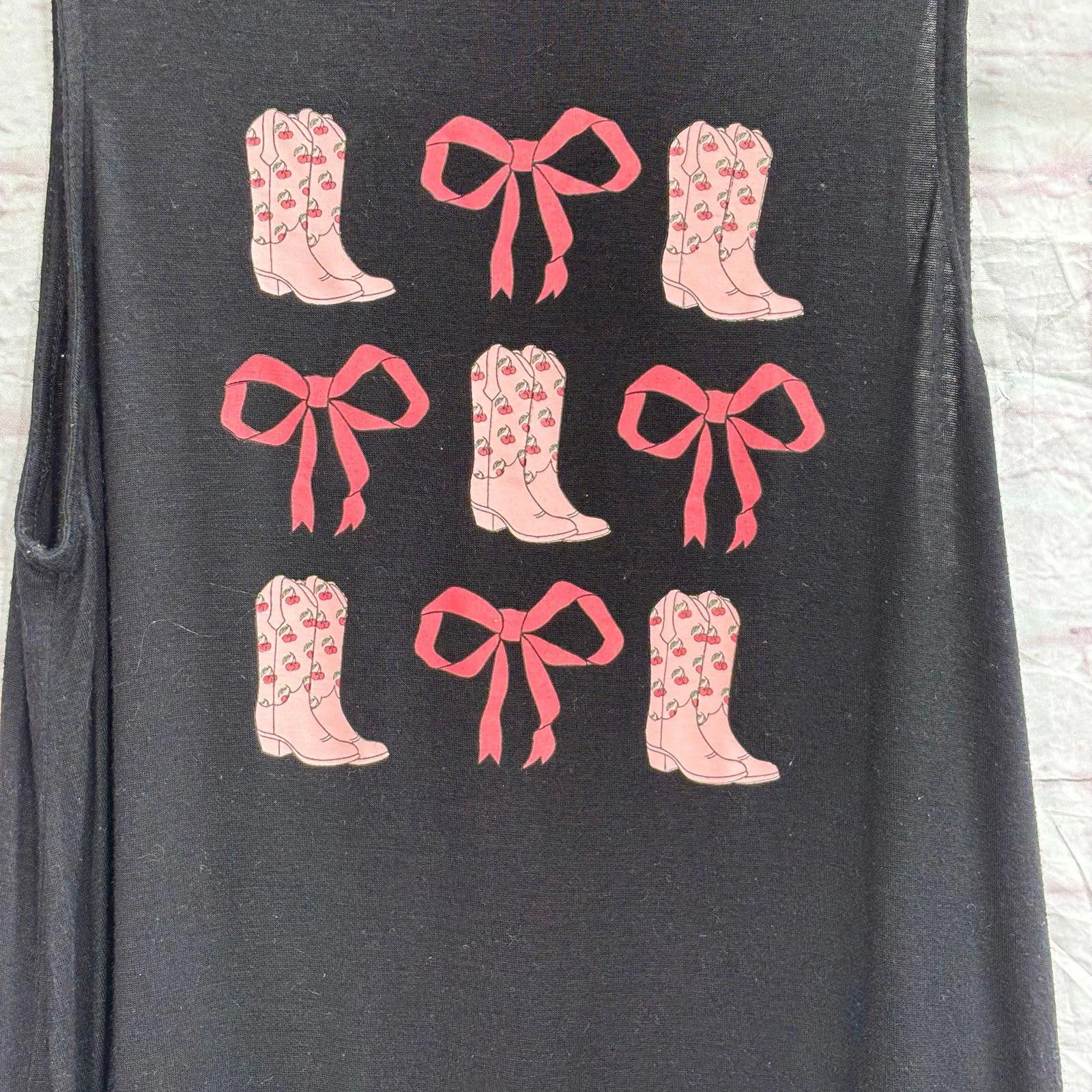 Other Obsessive Love Tank Top with Pink Boots and Bows Graphic XS Size XS / US 0-2 / IT 36-38 - 2 Thumbnail