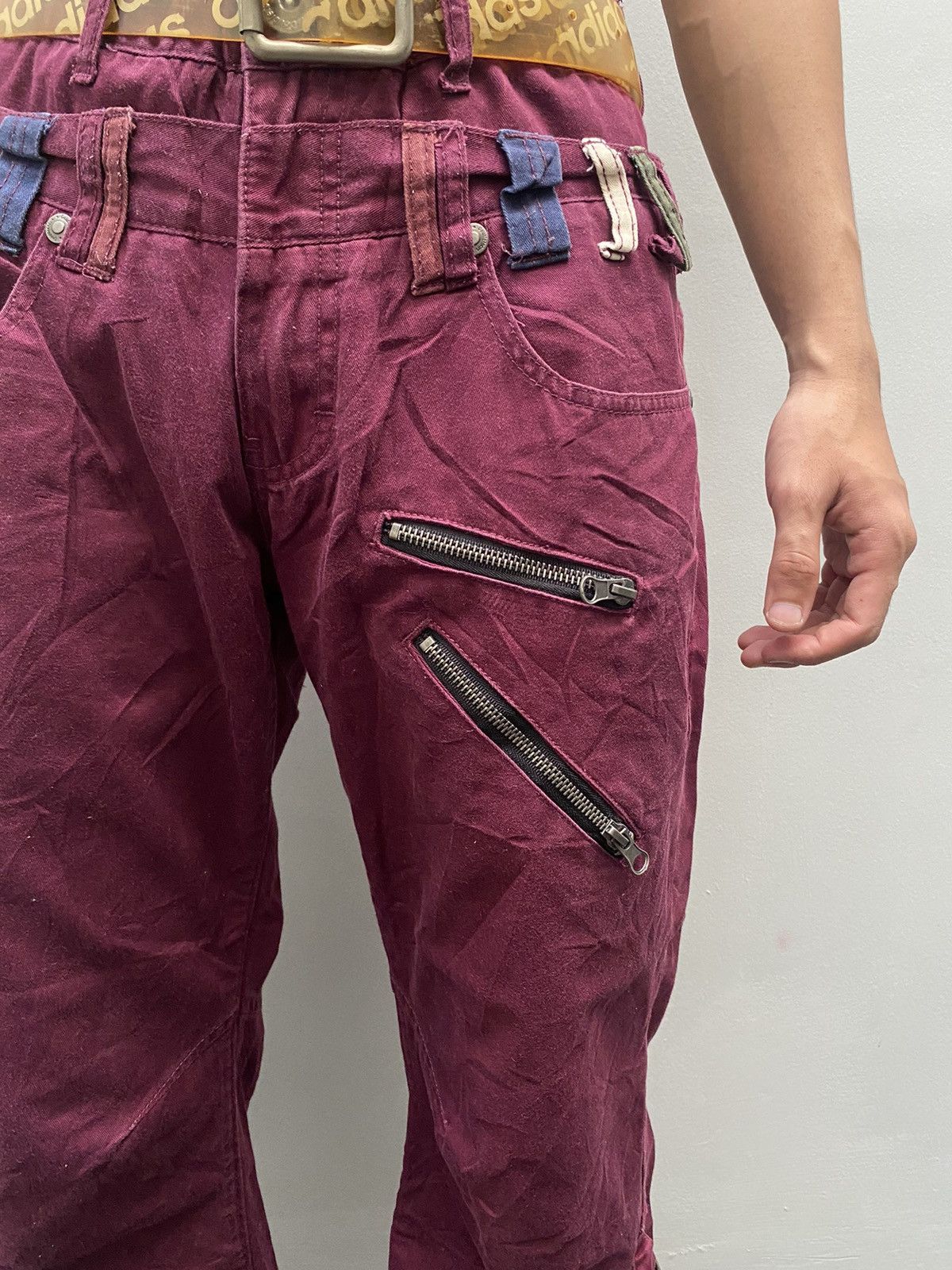 If Six Was Nine × Japanese Brand × Seditionaries Double Focus Double Waist Goth Burgundy Pants Size US 31 - 4 Thumbnail