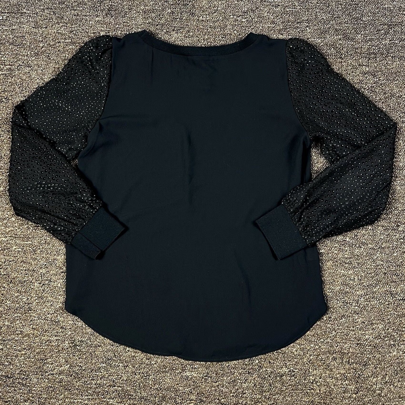 Loft LOFT Ann Taylor Stylish Business Casual Lightweight Blouse Shirt Medium Black Long Sleeve Boat Neck Balloon Sleeve Women Top Size M / US 6-8 / IT 42-44 - 3 Thumbnail