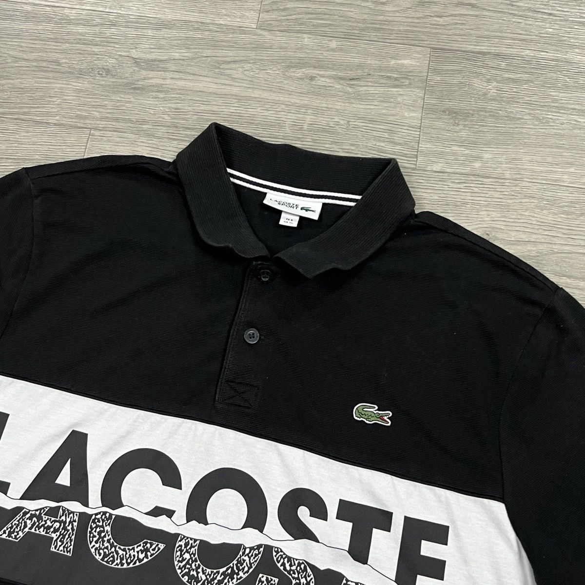 Lacoste Lacoste Sport Logo Graphic Polo Shirt Black White Grey Size US XL / EU 56 / 4 - 3 Thumbnail