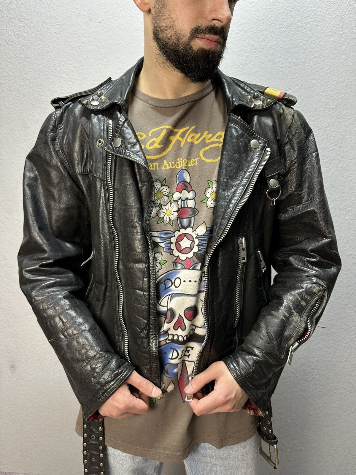 Vintage Vintage Kawasaki Leather Jacket Bomber Distressed 80’s Rare Size US M / EU 48-50 / 2 - 5 Thumbnail