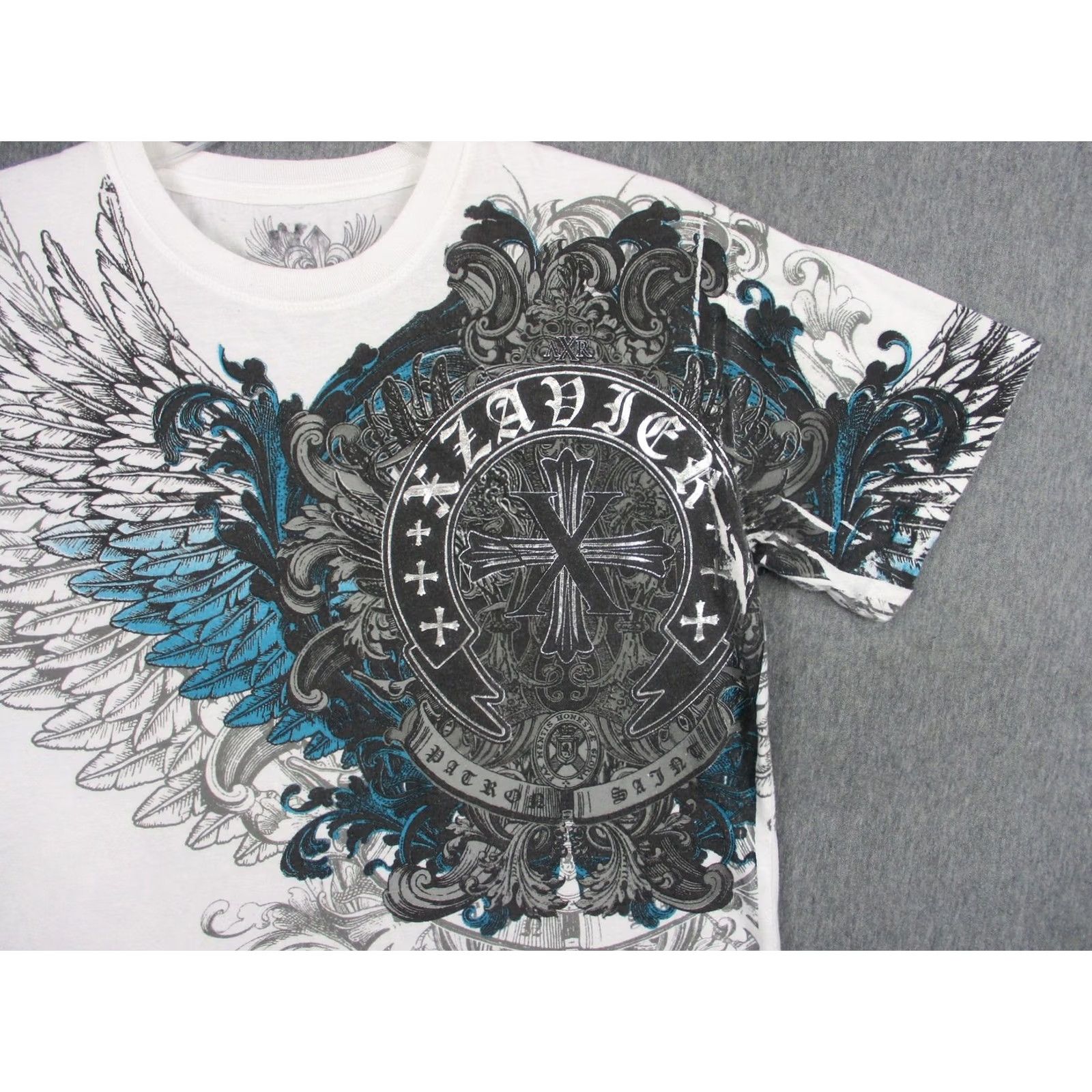 Vintage Xzavier Shirt Mens M White Cross Wings Graphic Peace Love Tee Size US M / EU 48-50 / 2 - 2 Thumbnail