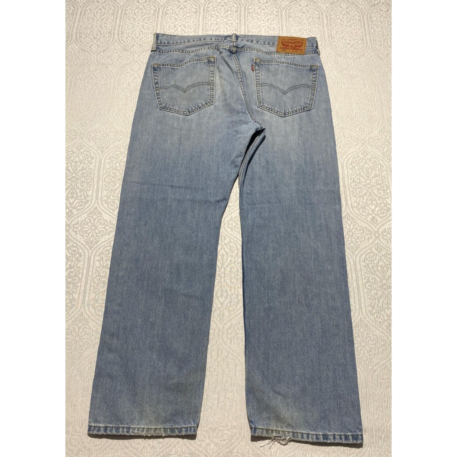 Levi's Levi's 505 Jeans Mens 36x30 Light Wash Straight Leg Denim Red Tab Original Fit Jeans Size US 36 / EU 52 - 2 Thumbnail