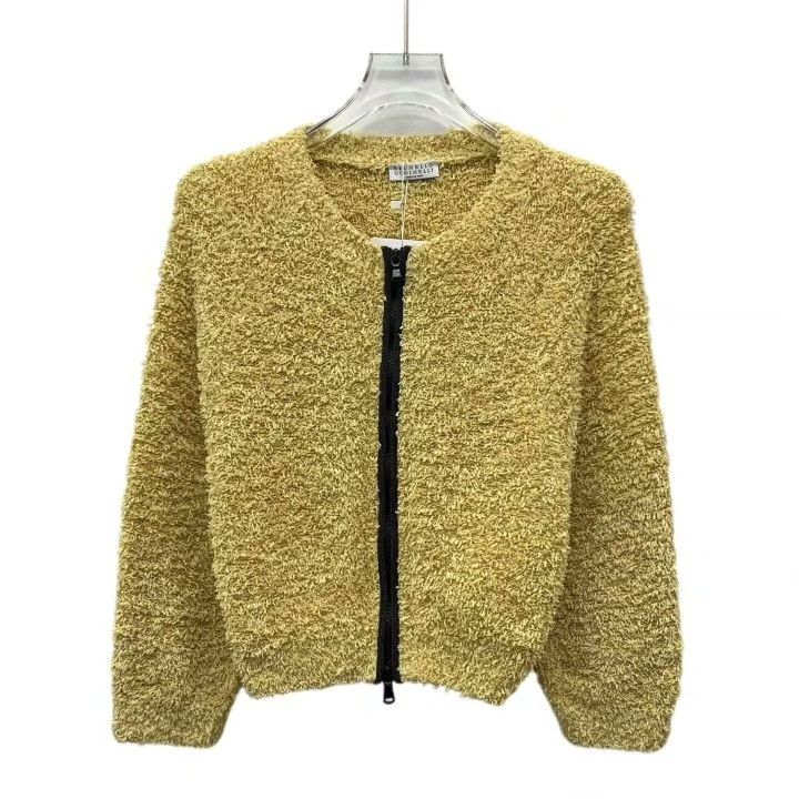 Brunello Cucinelli Brunello Cucinelli Yellow Cotton Tweed Jacket Size XS / US 0-2 / IT 36-38 - 1 Thumbnail