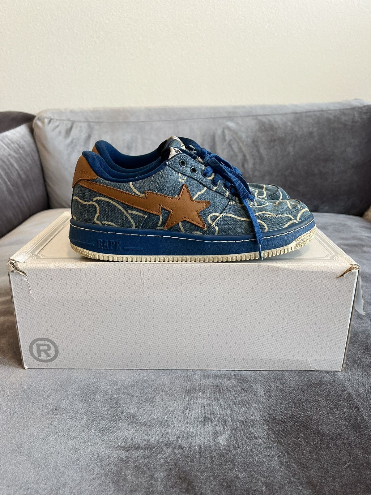 Bape Denim Bapesta Size US 9 / EU 42 - 6 Thumbnail