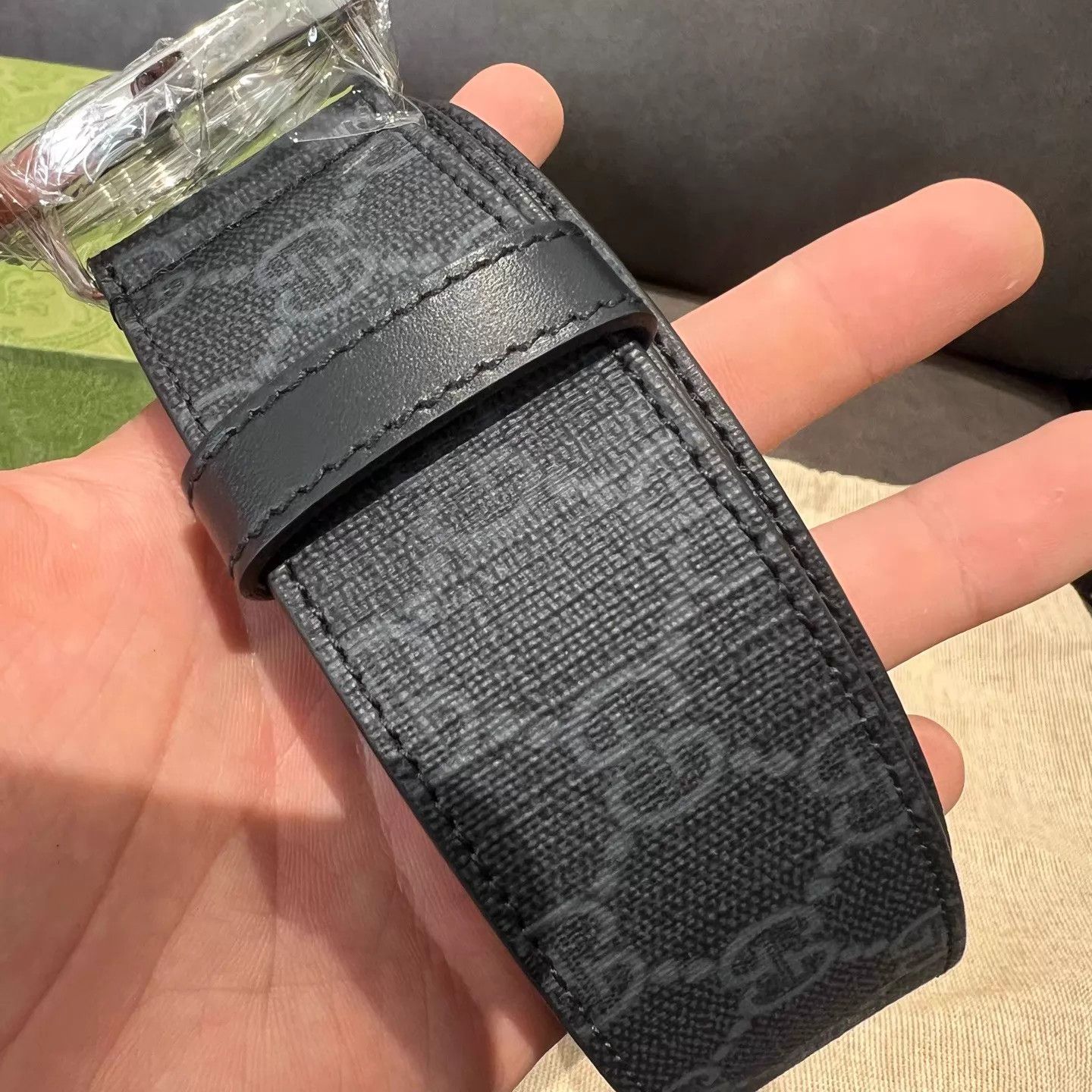 Gucci Gucci Black/Silver GG Buckle GG Print Belt 105cm Size ONE SIZE - 3 Thumbnail