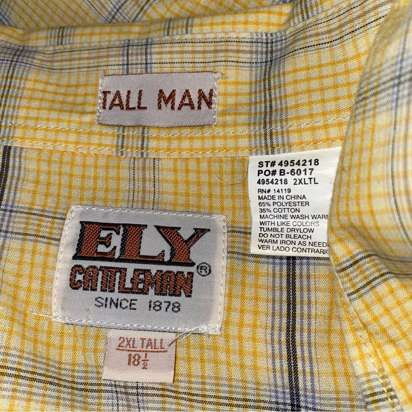 Vintage Ely Cattleman Tall Man Vintage Plaid Pearl Snap Shirt 2XLT Size US XXL / EU 58 / 5 - 4 Thumbnail