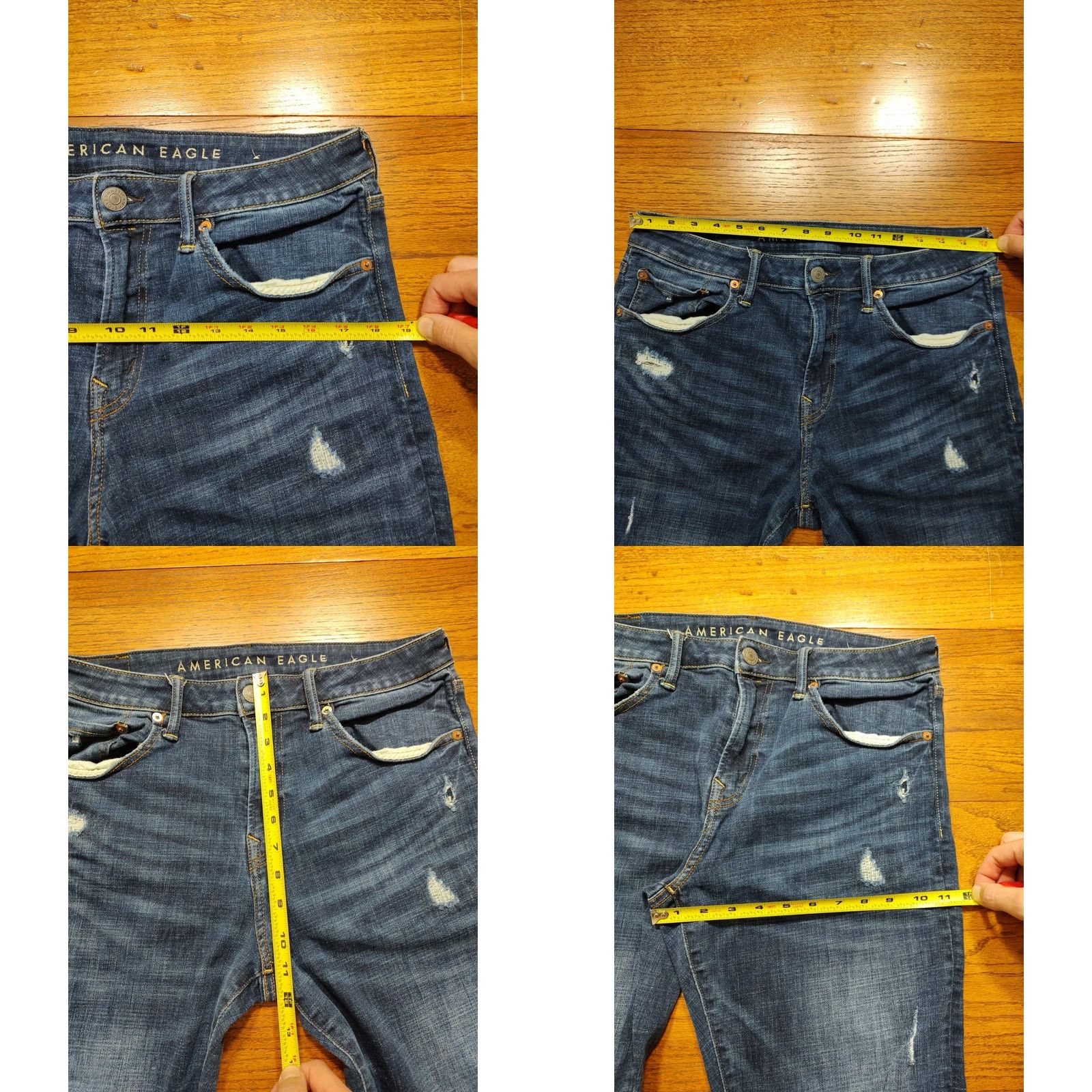 American Eagle Outfitters American Eagle Jeans Mens Blue 32x31 Athletic Skinny Distressed Airflex Denim Size US 32 / EU 48 - 8 Thumbnail