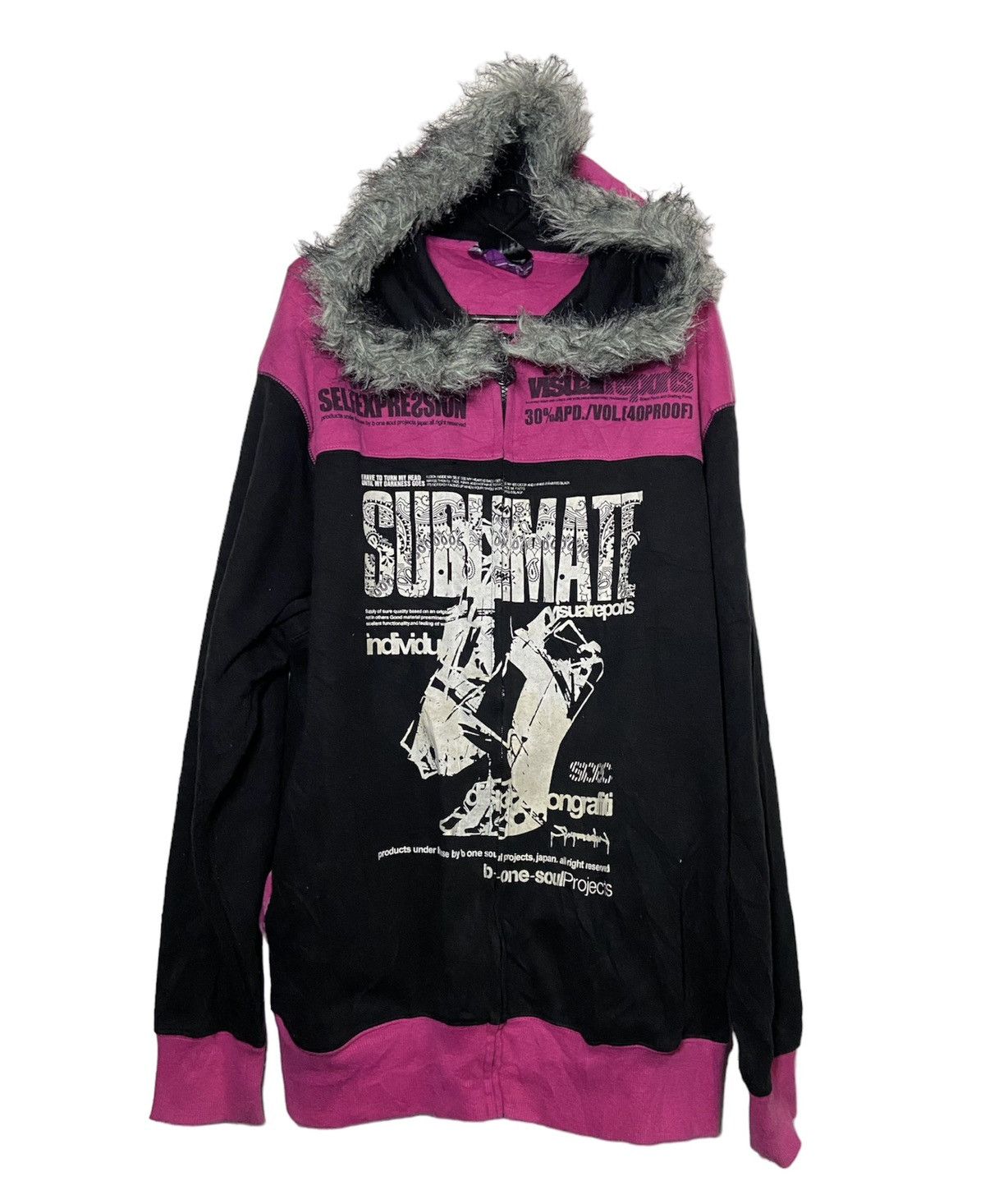 image of If Six Was Nine x Le Grande Bleu L G B B One Soul Fur Hoodie Ifsixwasnine Styled in Black/Pink (Siz