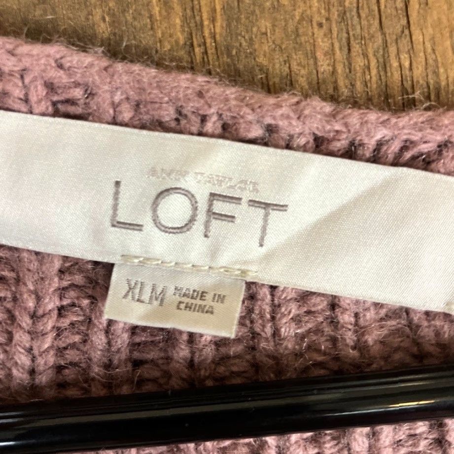 Ann Taylor VINTAGE Ann Taylor LOFT Womens Sweater Dusty Rose Cable Knit Boat Neck Wool Blend XLM Size XL / US 12-14 / IT 48-50 - 6 Thumbnail
