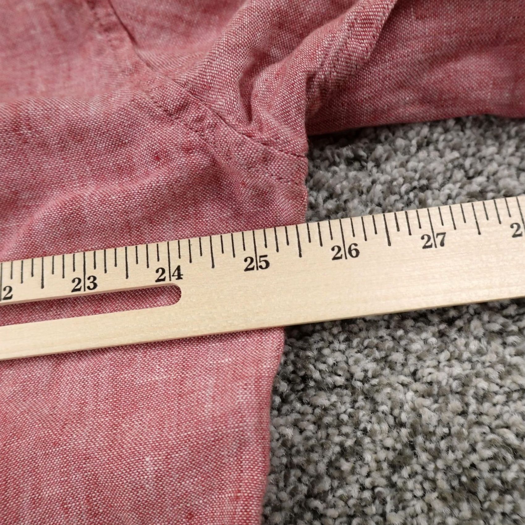 J.Crew J.CREW Shirt Mens XL Red Linen Slim Button-Up Long Sleeve Chambray Lightweight Button-Down, Collared, Solid, Breathable, L blindly Size US XL / EU 56 / 4 - 6 Thumbnail