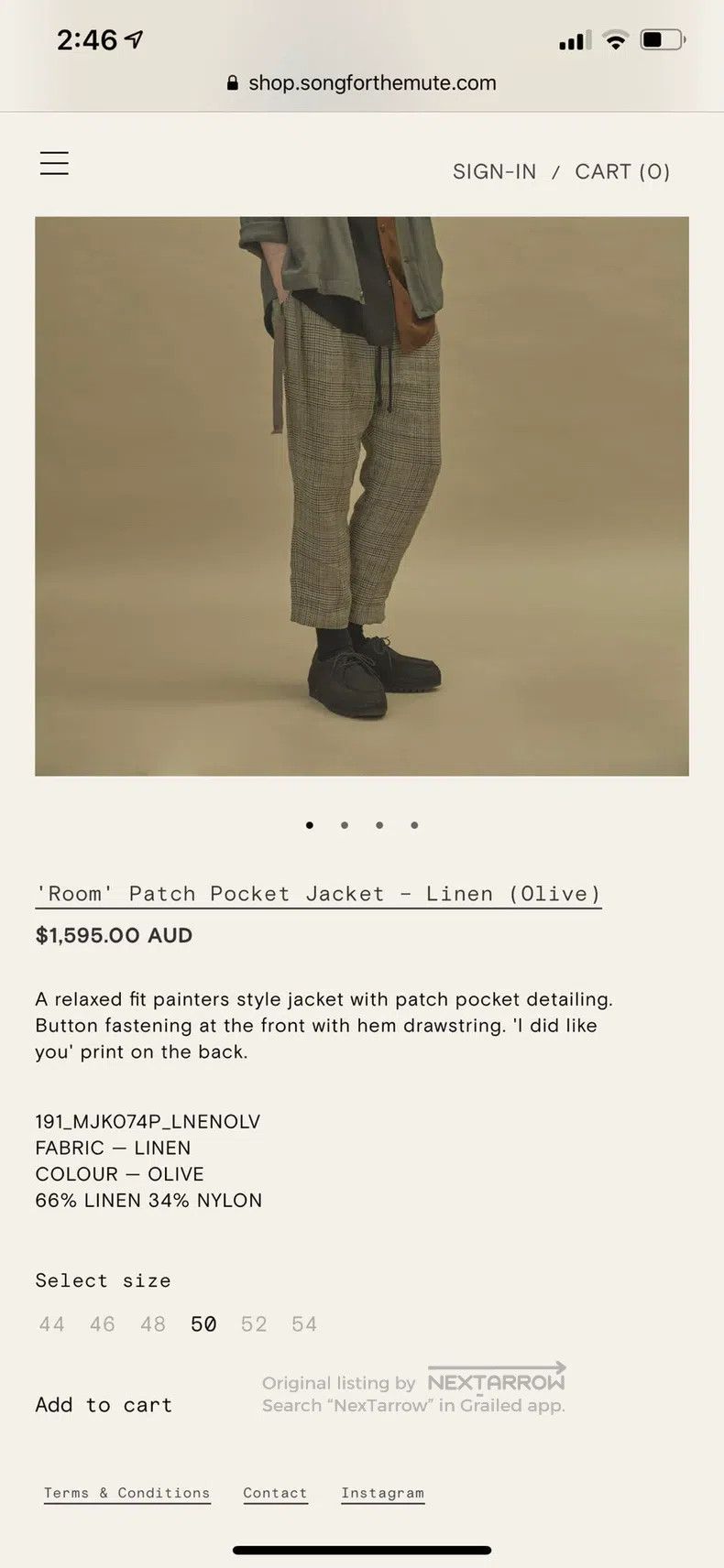 Song For The Mute SONG FOR THE MUTE Olive green jacket Size US M / EU 48-50 / 2 - 6 Thumbnail