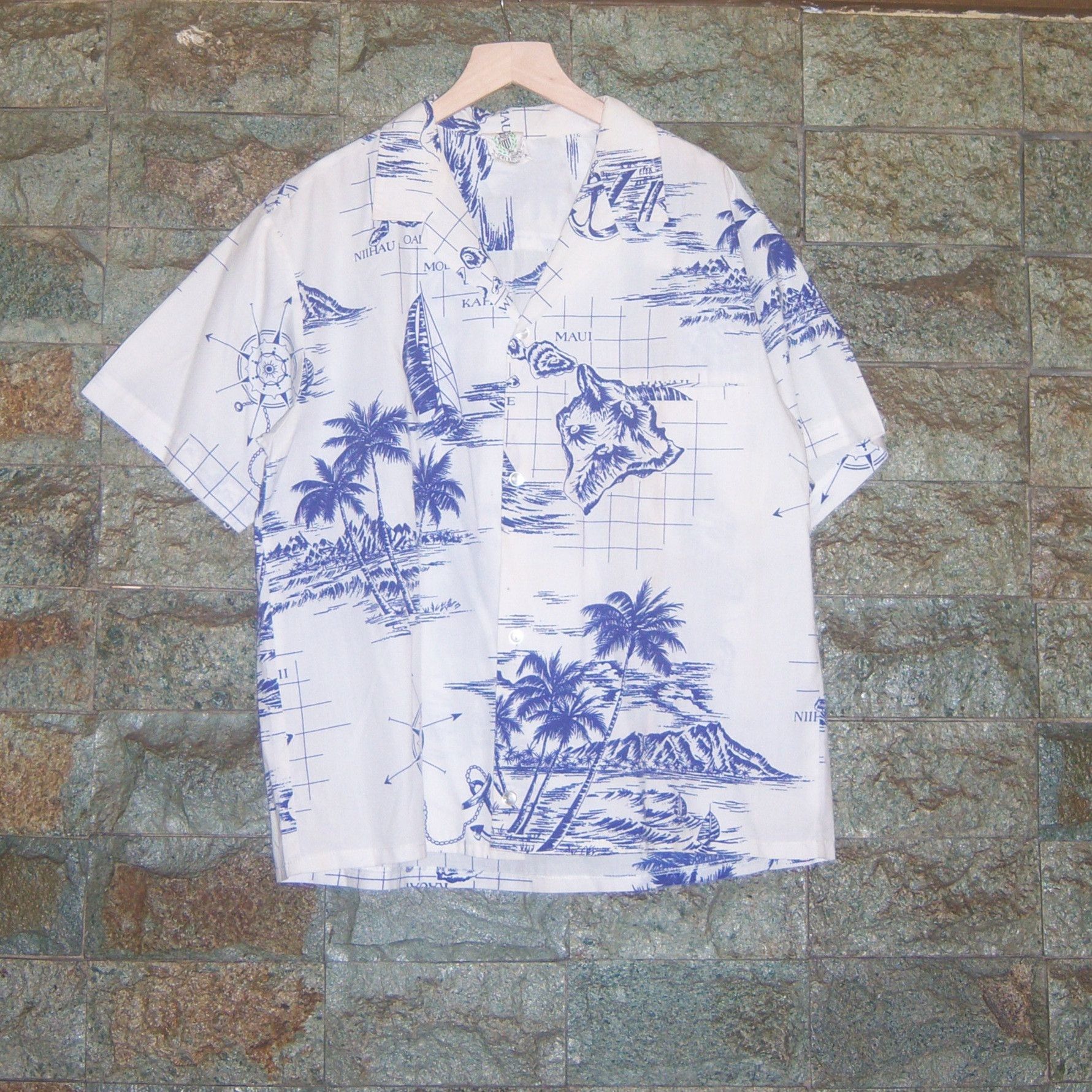 Vintage 90s Map Island Hawaiian Button Ups Size US M / EU 48-50 / 2 - 1 Thumbnail