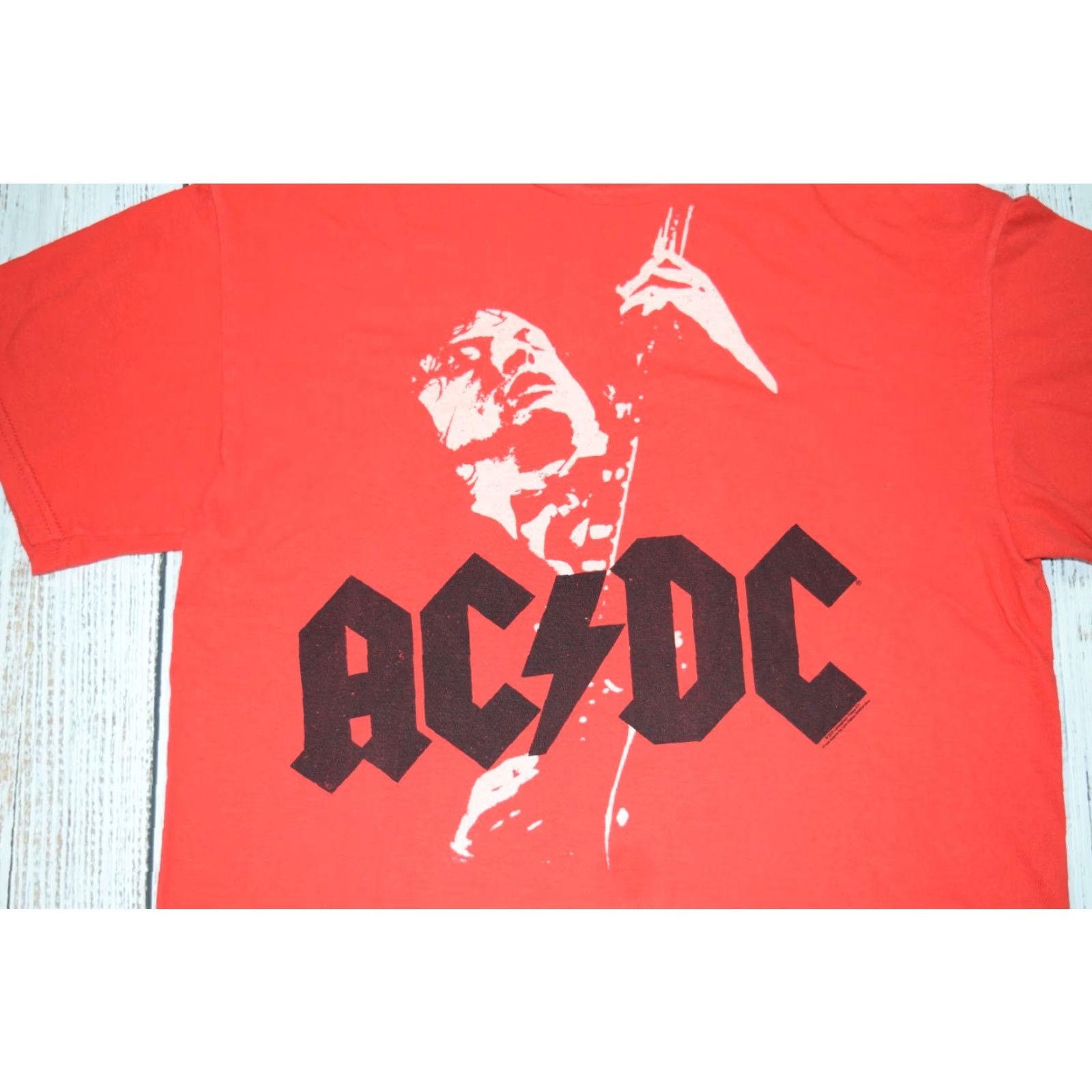 Vintage AC/DC Shirt - AC/DC Angus Young Guitar Tee - 80s Rock Live Nation Cotton Short Sleeve M - Red - Mens Medium Size US M / EU 48-50 / 2 - 2 Thumbnail