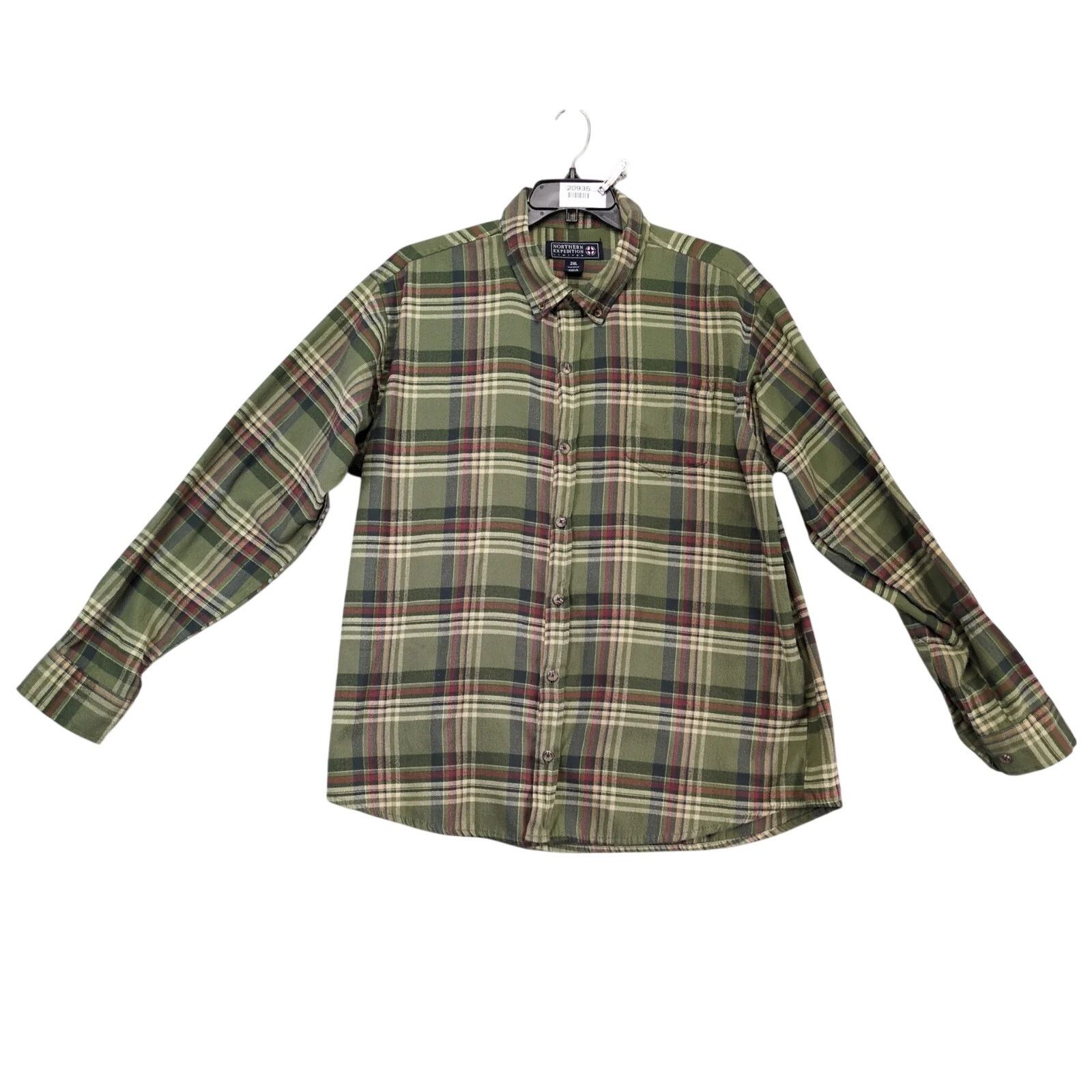 Vintage Northern Expedition Green Plaid Flannel Button Down Shirt Size US XXL / EU 58 / 5 - 1 Thumbnail