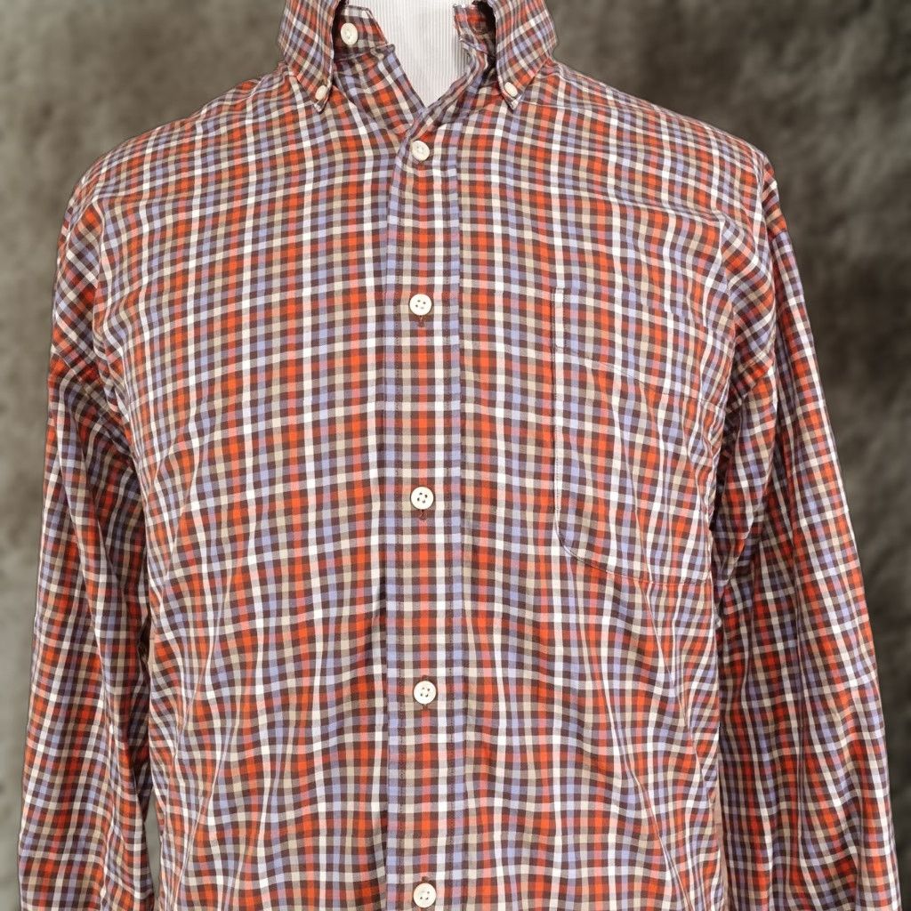 Cremieux Daniel Cremieux Shirt Mens XL Orange Brown Plaid Button Down Long Sleeve Size US XL / EU 56 / 4 - 1 Thumbnail