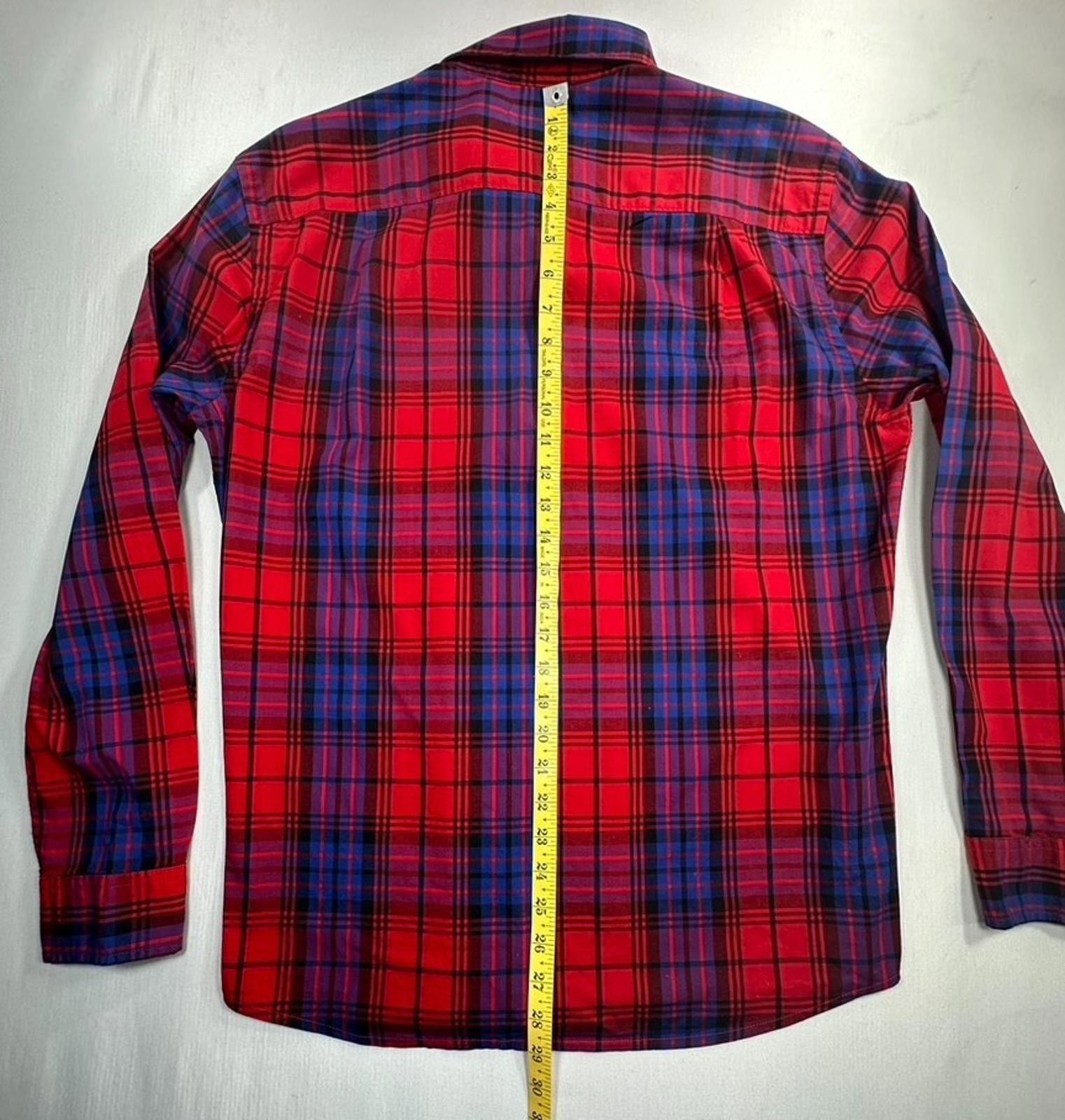 Sonoma Sonoma Plaid Cotton Spandex Blend Button Up Shirt Red/Blue M Size US M / EU 48-50 / 2 - 3 Thumbnail
