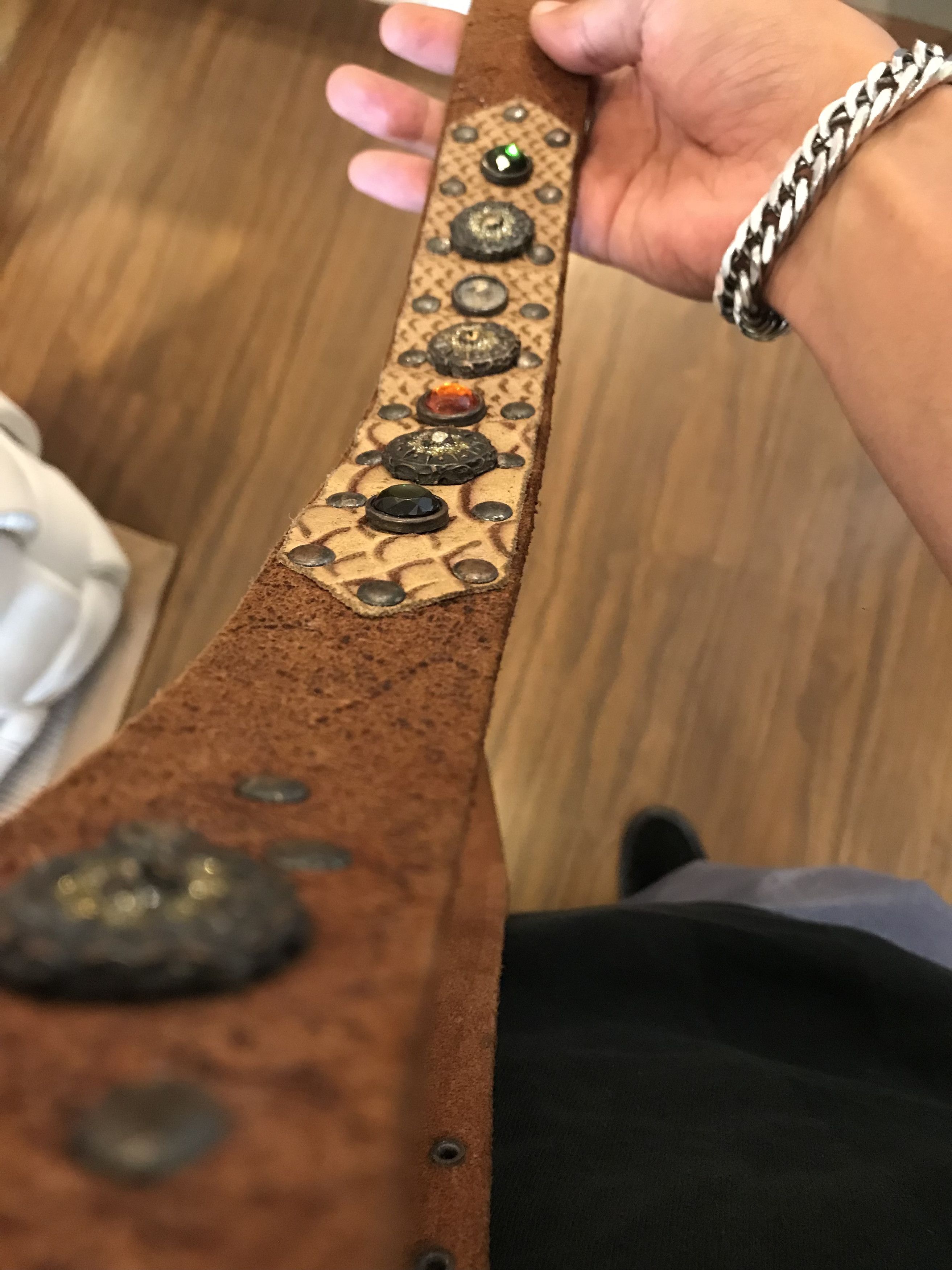 Hollywood Trading Company Vintage Studded leather belt Size 38 - 11 Thumbnail