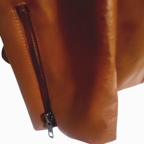 Calvin Klein Womens Camel Faux Leather Moto Jacket With Zipper Details By Size M / US 6-8 / IT 42-44 - 6 Thumbnail