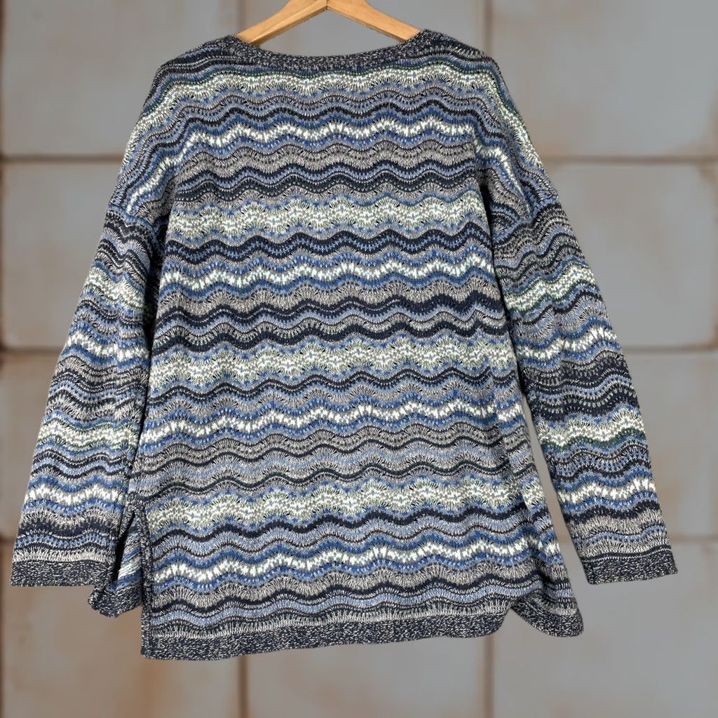 J. Jill J. Jill Sweater Womens Medium Blue Chevron Zig Zag Knit Long Sleeve Pullover Size M / US 6-8 / IT 42-44 - 1 Thumbnail