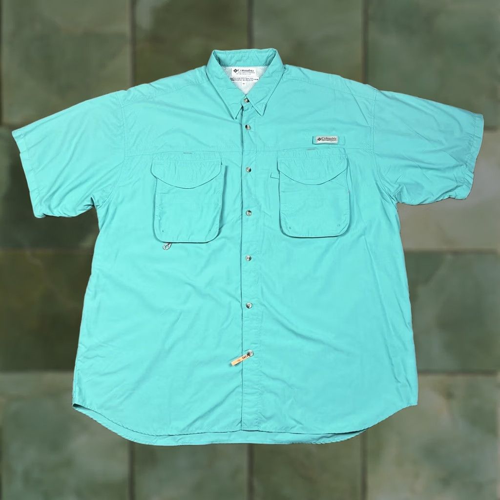 Vintage Columbia PFG Short Sleeve Shirt Men 2XL Button-Up Breathable Lightweight Blue Size US XXL / EU 58 / 5 - 1 Thumbnail