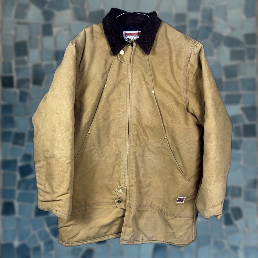 Vintage Tough Duck Jacket Mens Large Canvas Field Barn Workwear Chore Coat Quilted Size US L / EU 52-54 / 3 - 1 Thumbnail