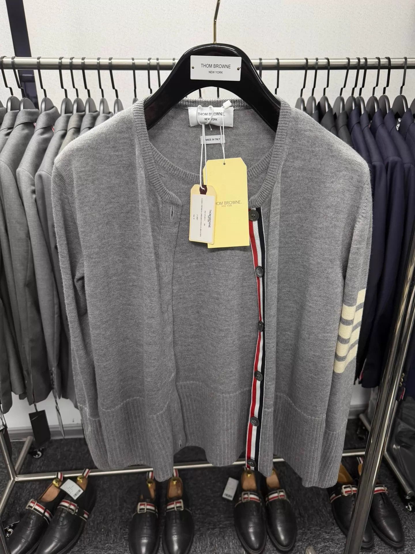 Thom Browne Thom Browne Women's Wool Cardigan Two-Tone Light Gray Size40 Size S / US 4 / IT 40 - 1 Thumbnail