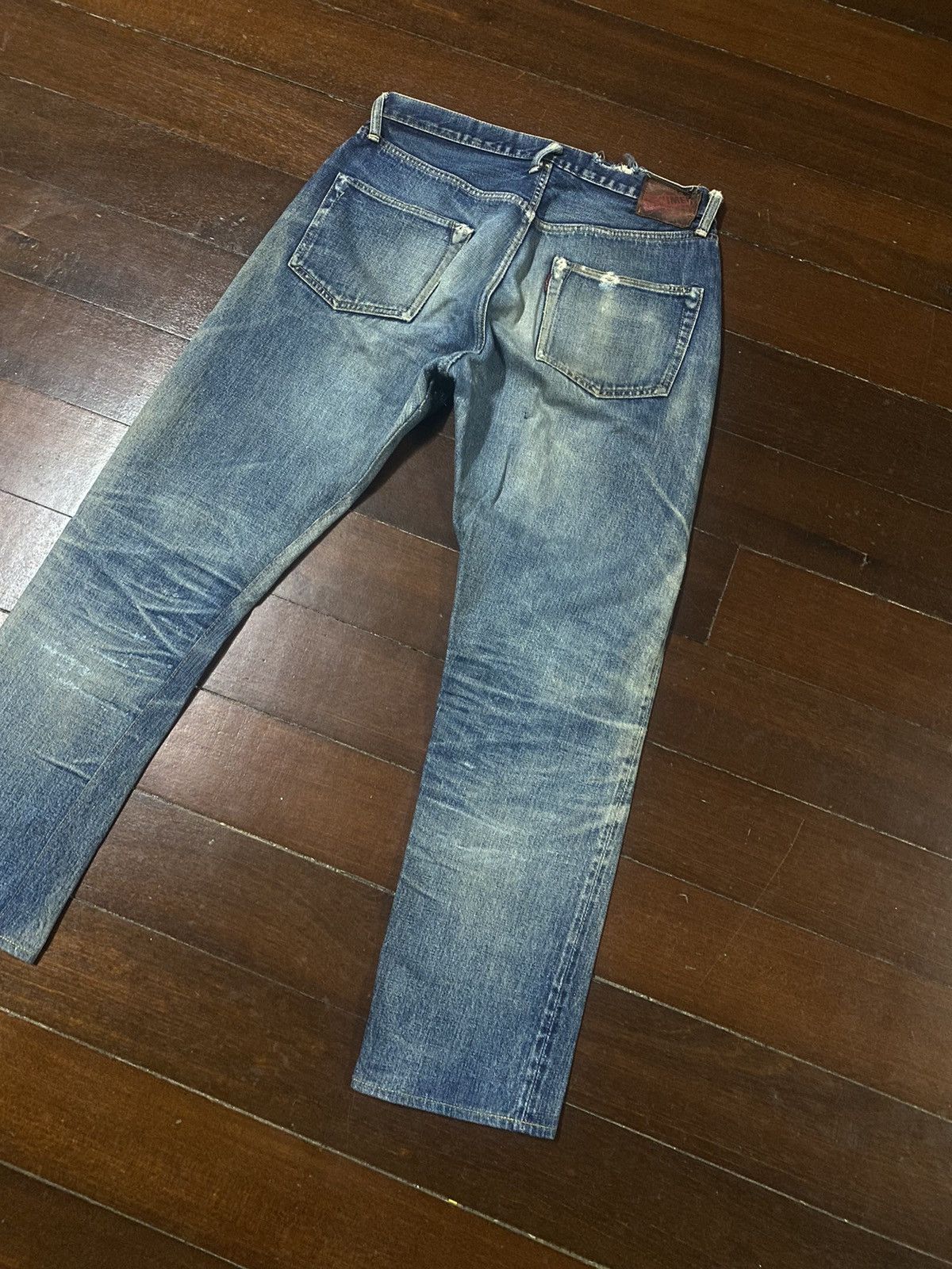 Denime Vintage 90s DENIME Japan Selvedge Distressed patch leather Size US 34 / EU 50 - 16 Thumbnail