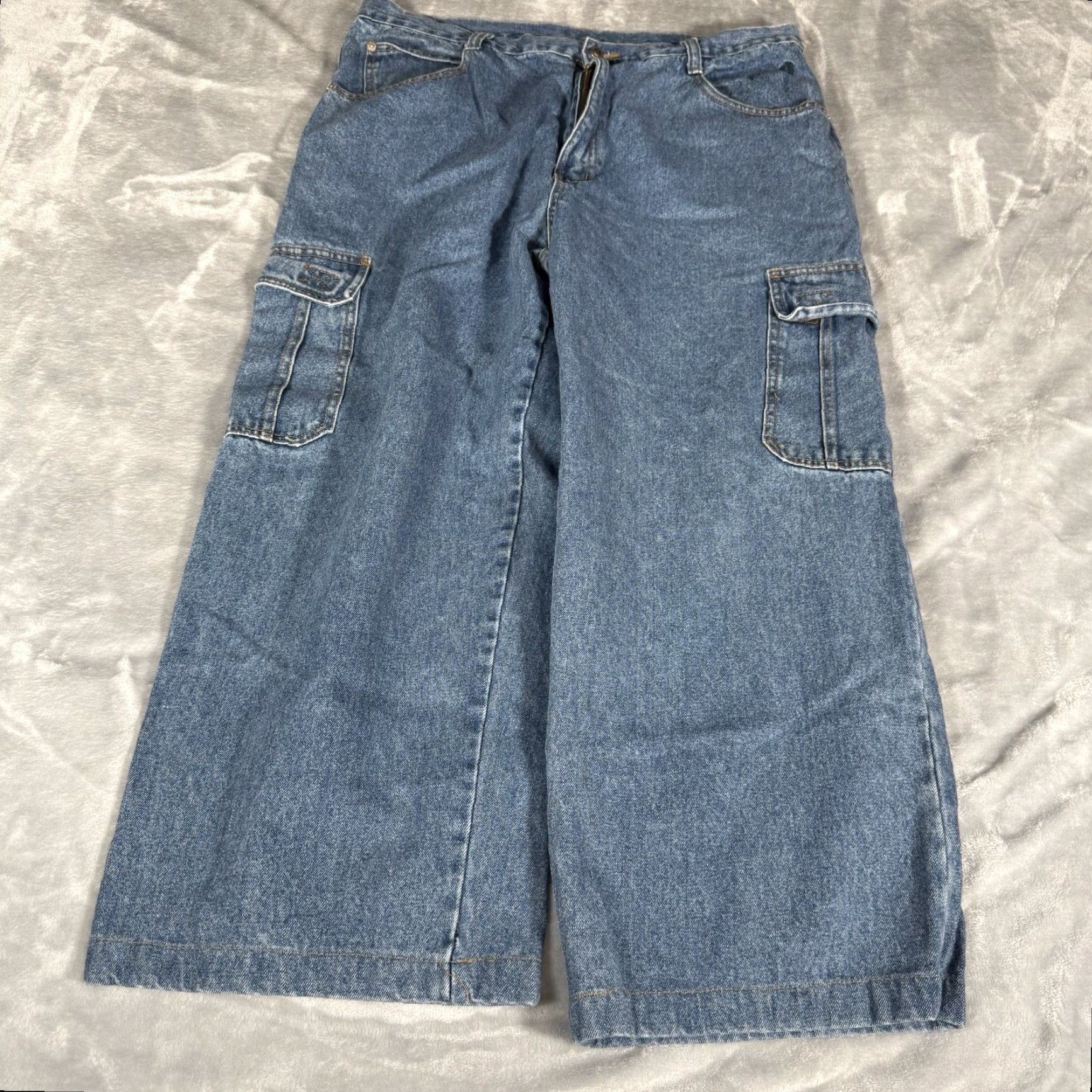 Hang Ten VINTAGE Hang Ten Jeans Cargo Denim Mens 36 26 Inseam Baggy Wide-Leg 90s Grunge Denim Cotton Regular Adult Mens Blue Shirt? Size US 36 / EU 52 - 2 Thumbnail