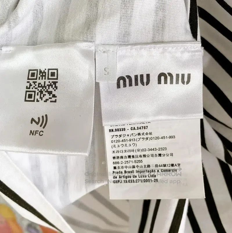 Miu Miu Miu Miu Black and White Striped Crop T-Shirt . Size S / US 4 / IT 40 - 8 Thumbnail