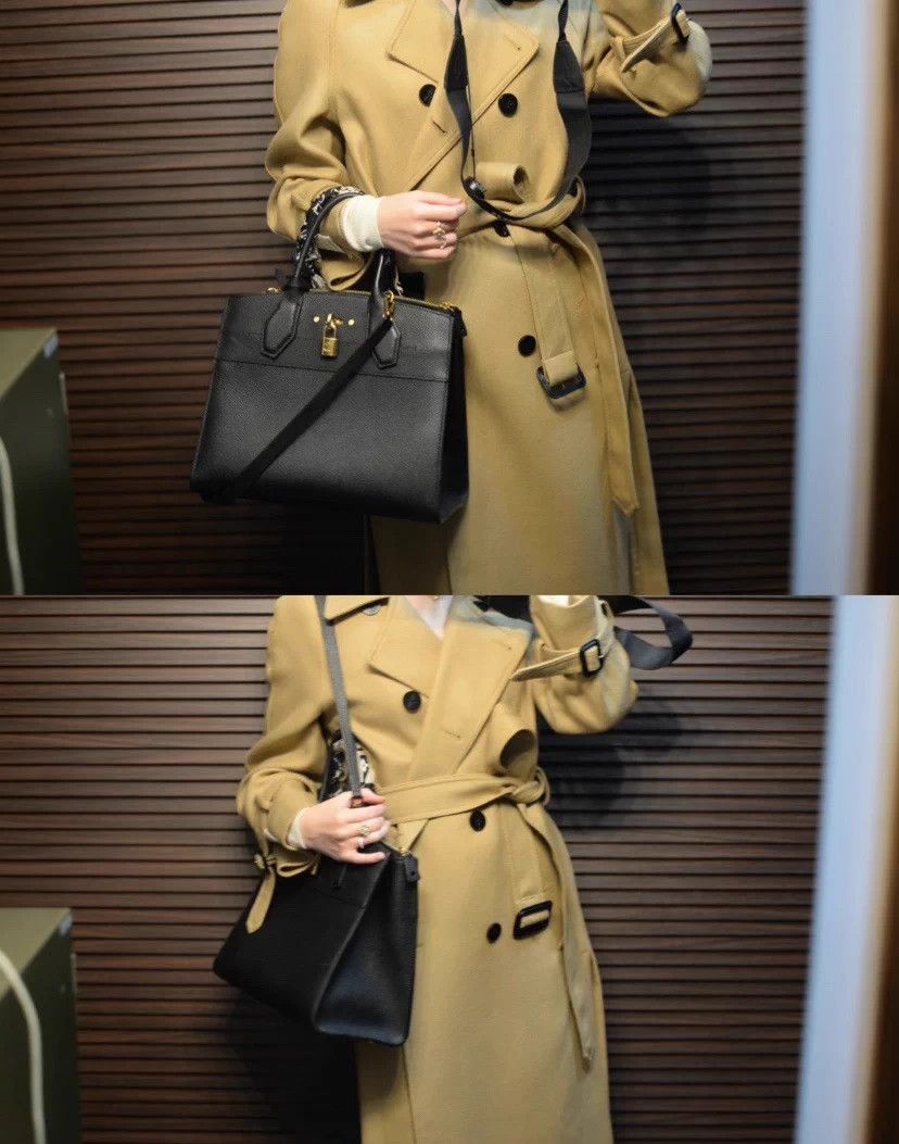 Louis Vuitton LV City Steamer Black Leather Handbag 9/10 0293566 Size ONE SIZE - 5 Thumbnail