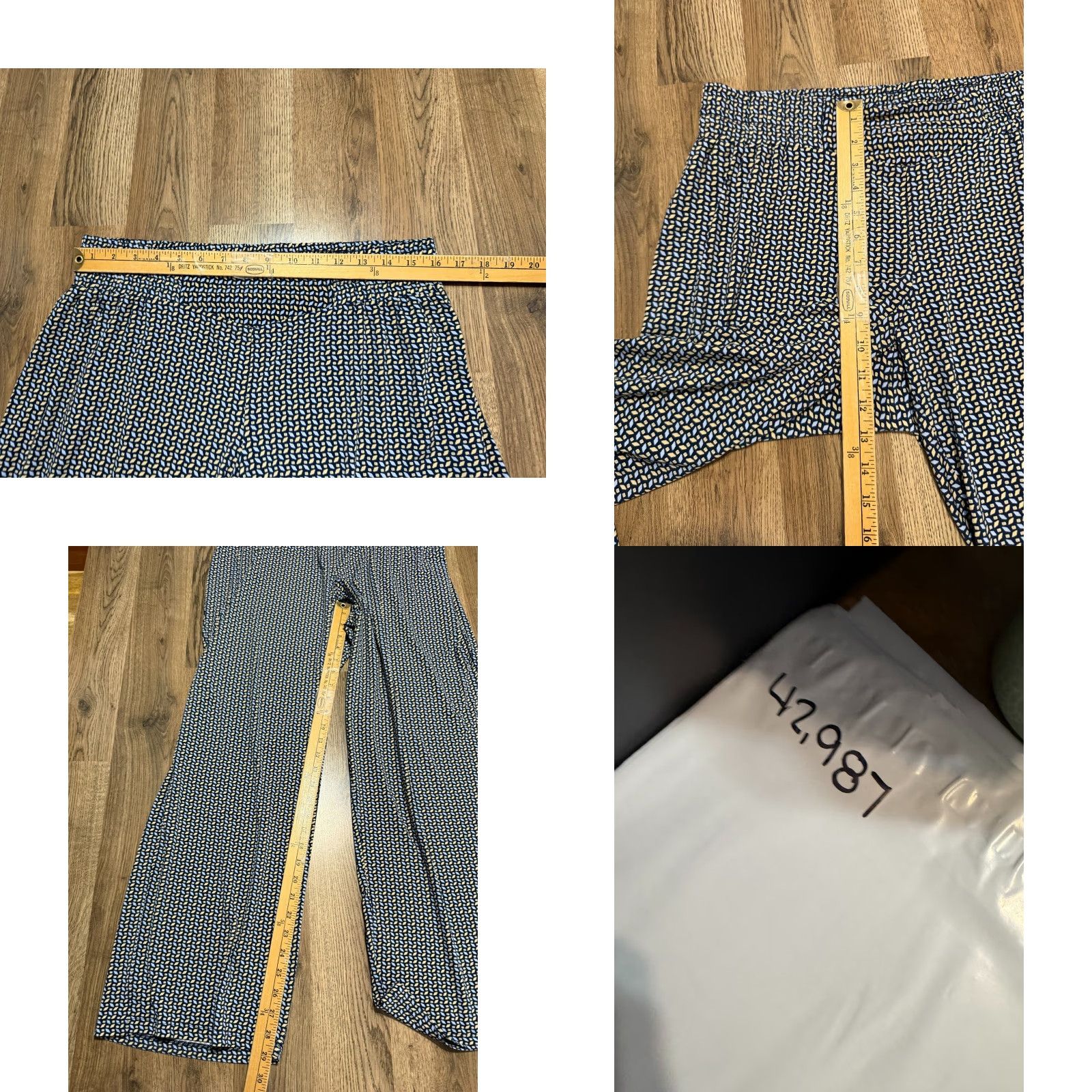 Vintage Premise Studio Pants Womens 0X Blue Pull On Wide Leg All Over Print Stretch Pants Womens Flats Front Ankle Casual Size 40" / US 18 - 8 Thumbnail