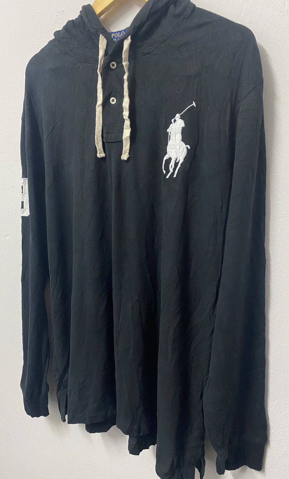 Polo Ralph Lauren Polo Ralph Lauren Big Pony Hoodie Long Sleeve Henley Black Size US XL / EU 56 / 4 - 5 Thumbnail